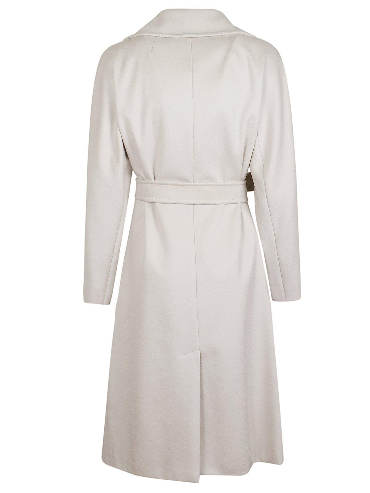 Shop Weekend Max Mara Belted Long-sleeved Coat In Avorio