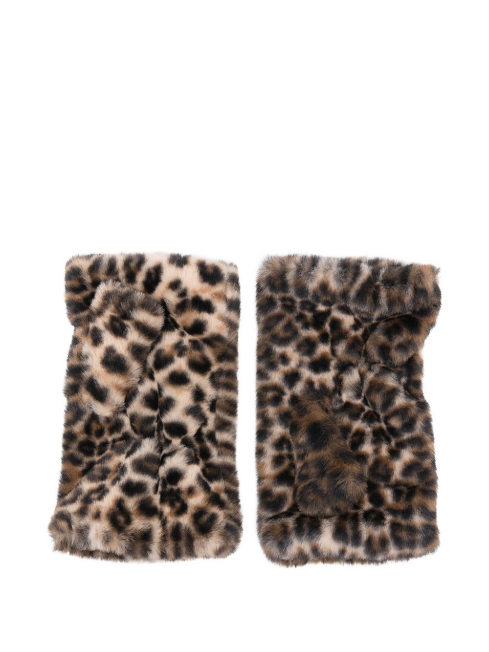 Alpo Brown Leopard Print Fingerless Gloves In Multi