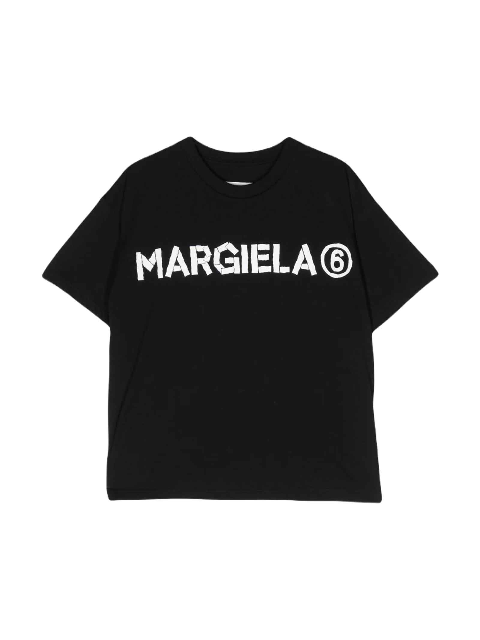 Mm6 Maison Margiela Babies' Black T-shirt Unisex In Nero