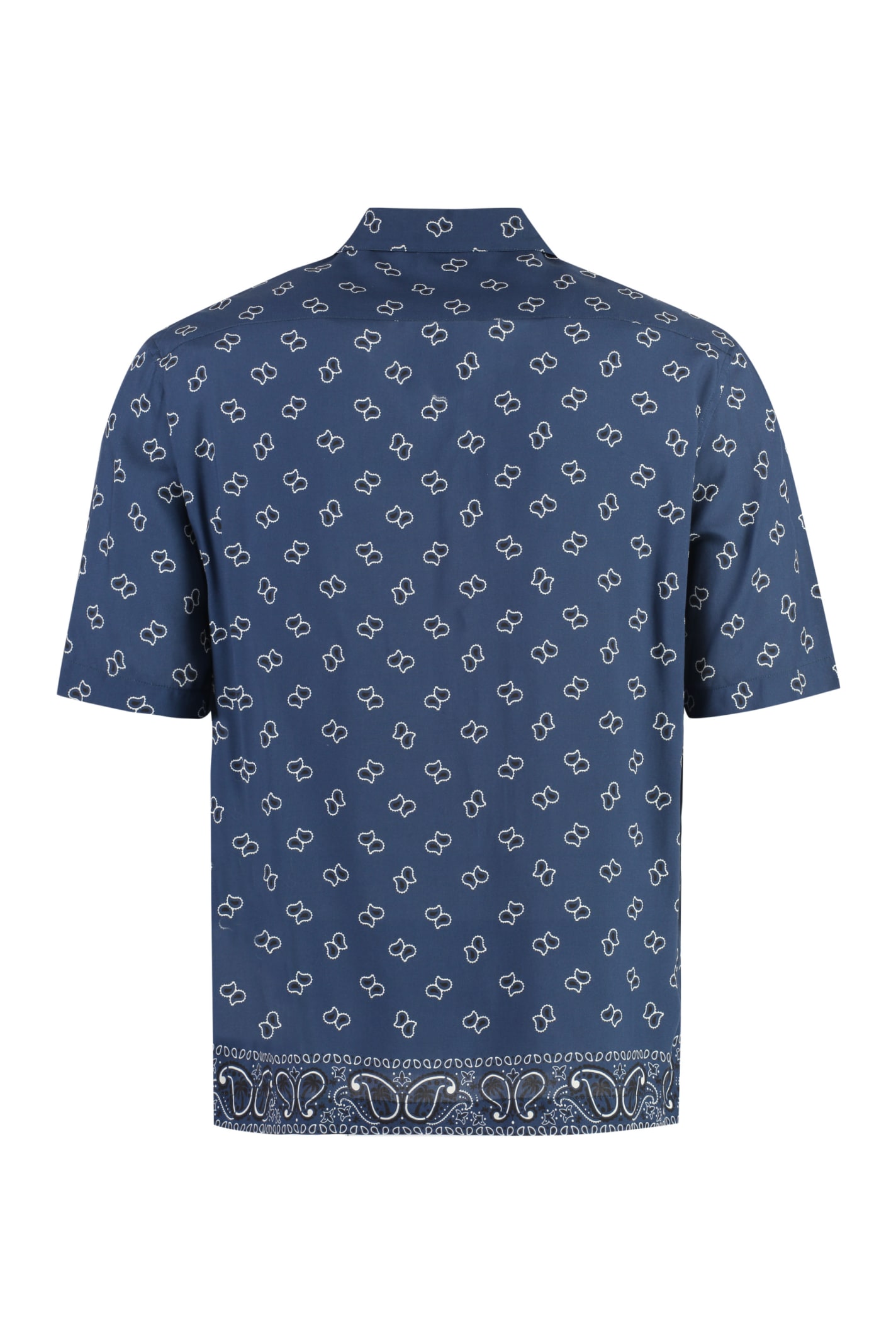 Shop Palm Angels Printed Short Sleeved Shirt In Blue