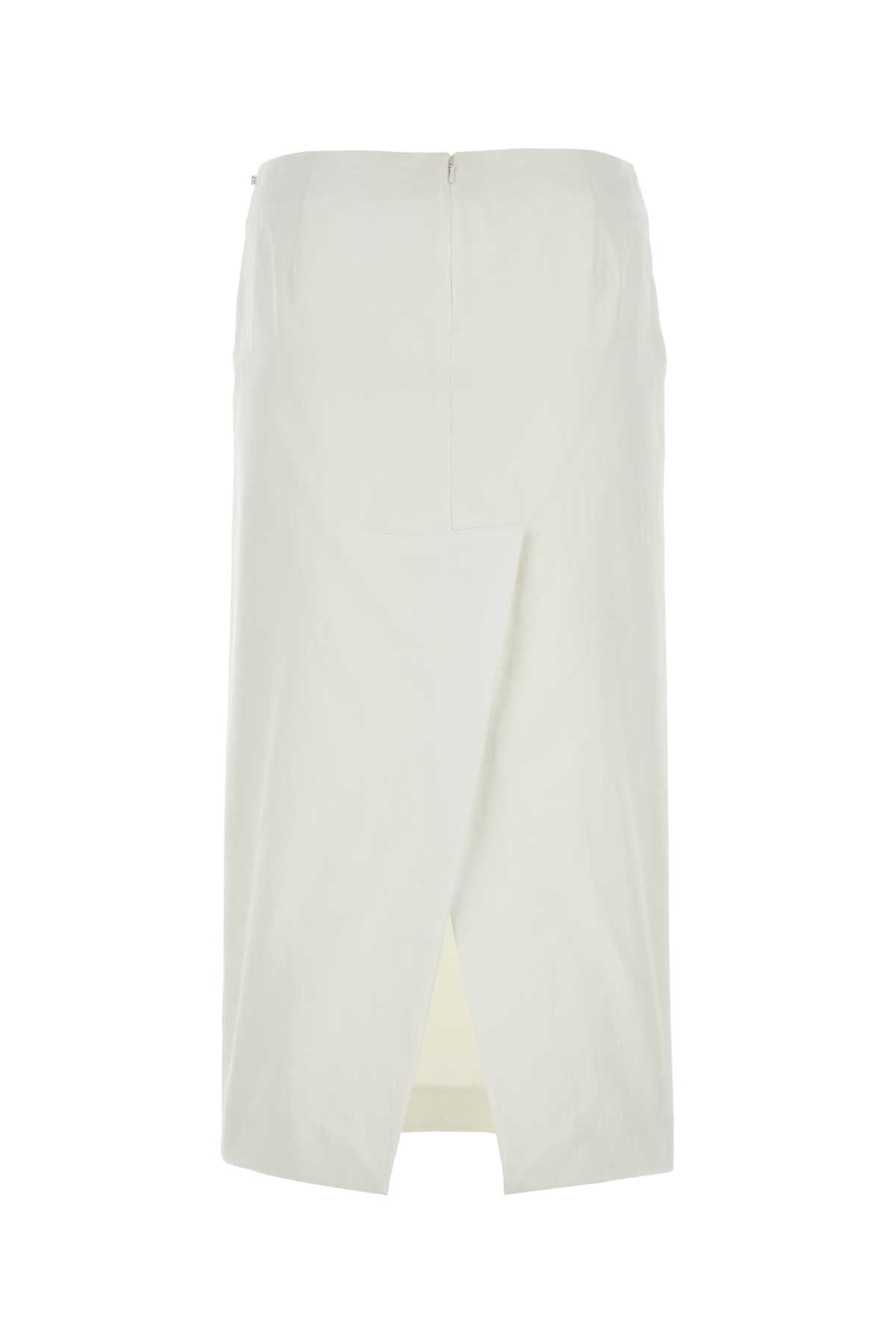 Shop Sportmax White Satin Cellula Skirt In Bianco