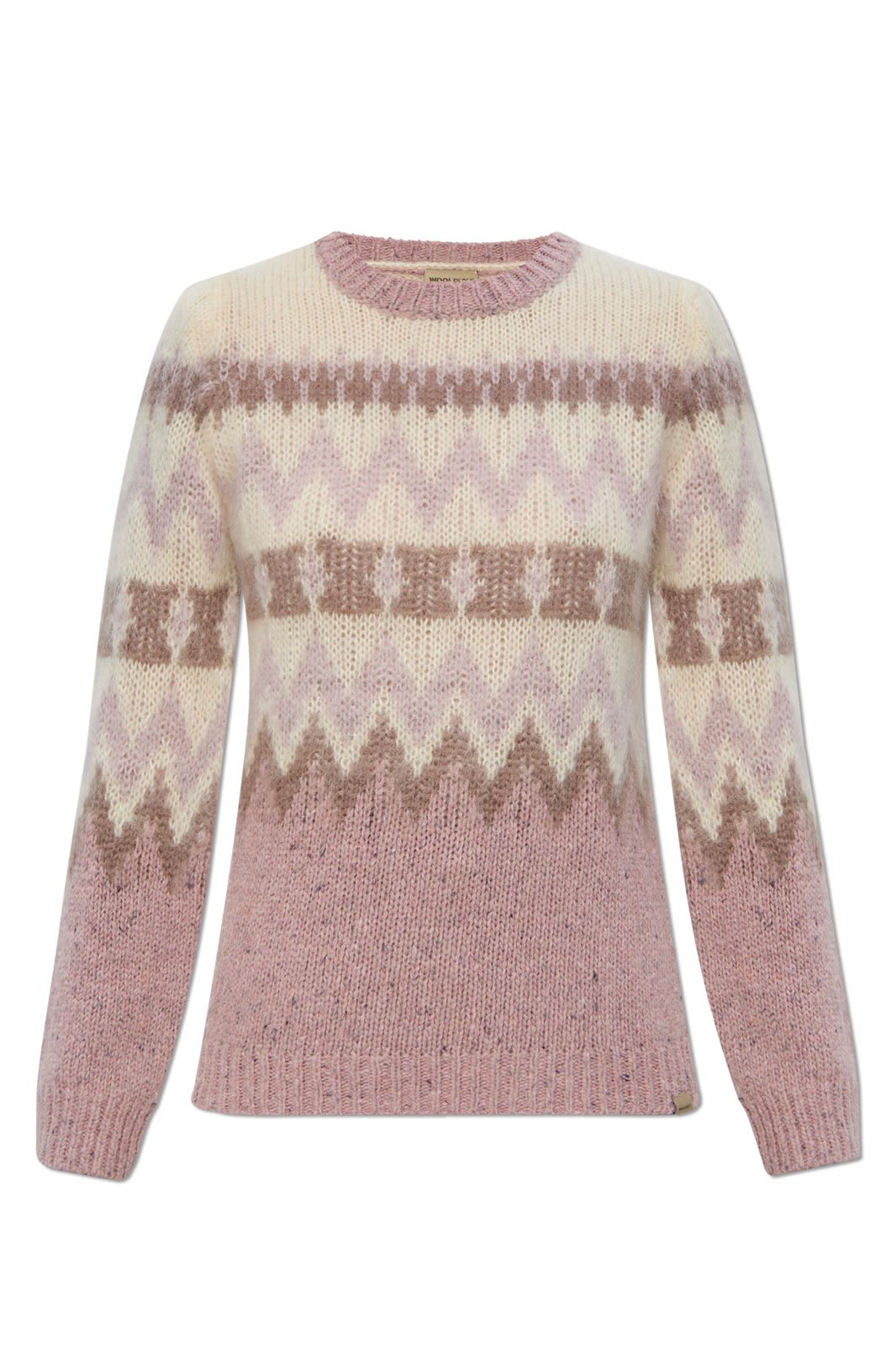 Shop Woolrich Pattern Intarsia-knit Crewneck Jumper In Pink