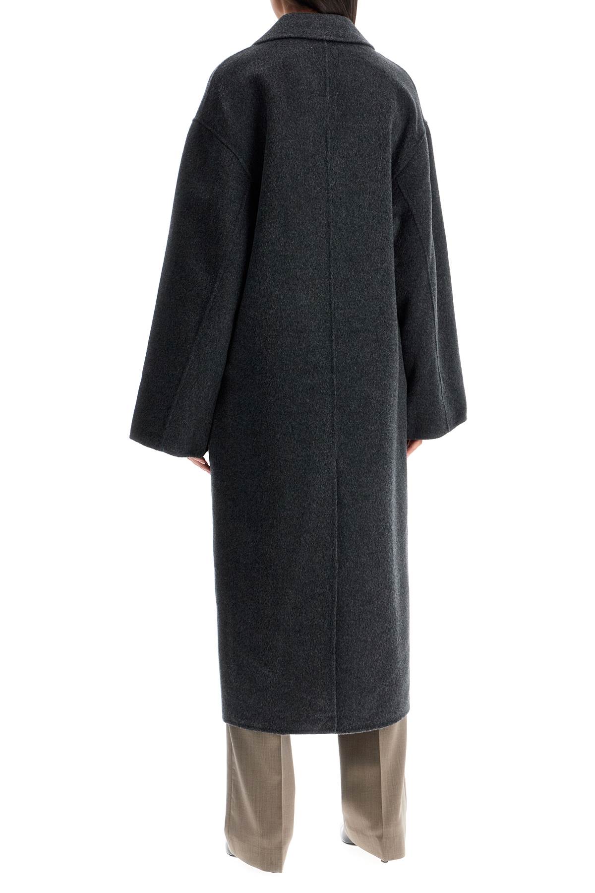 Shop Loulou Studio Long Wool And Cashmere Coat Borne In Anthracite (grey)