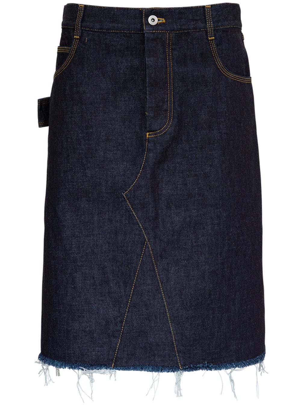 Bottega Veneta Denim Skirt With Contrasting Stitching