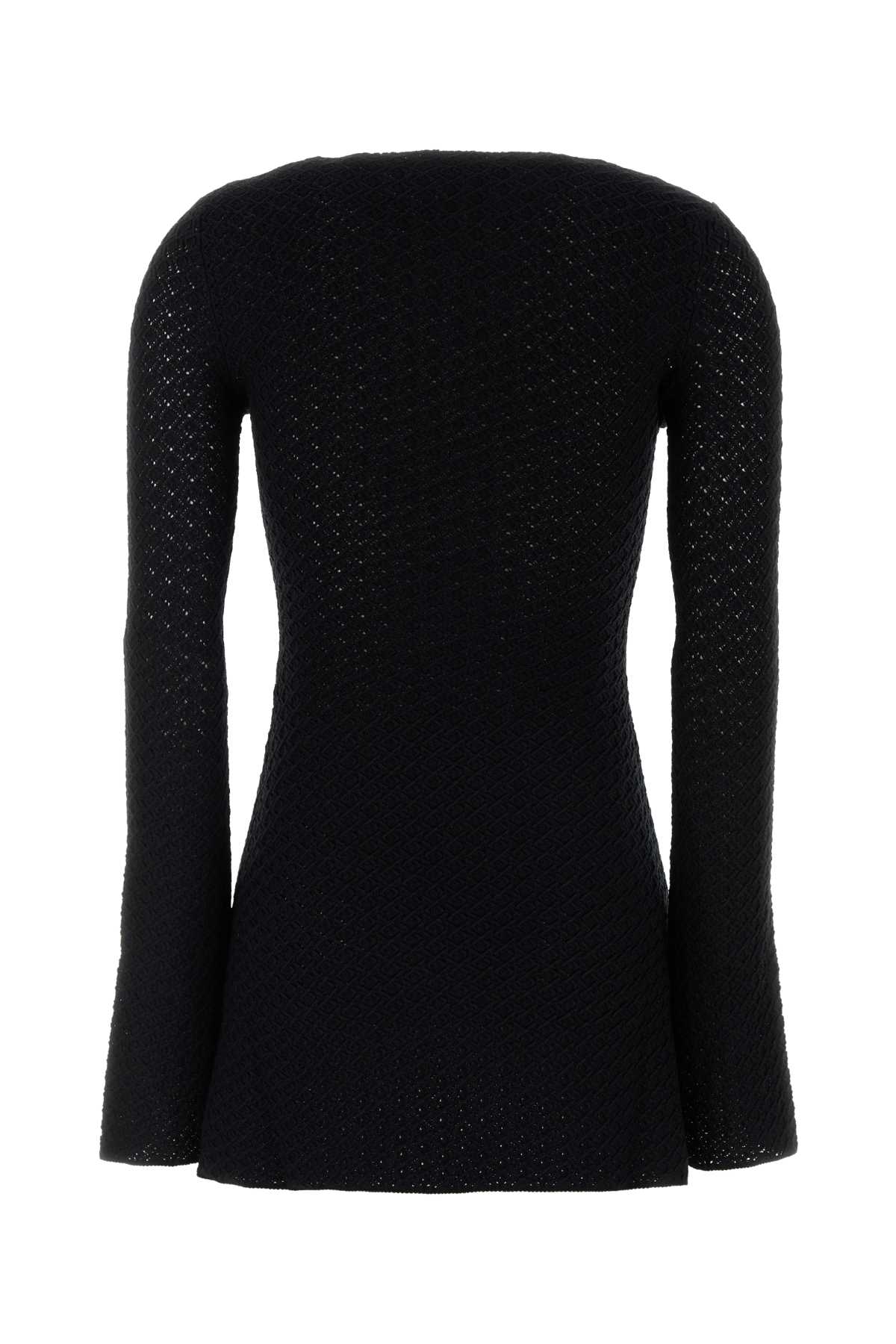 Saint Laurent Black Wool Blend Mini Dress In Noir