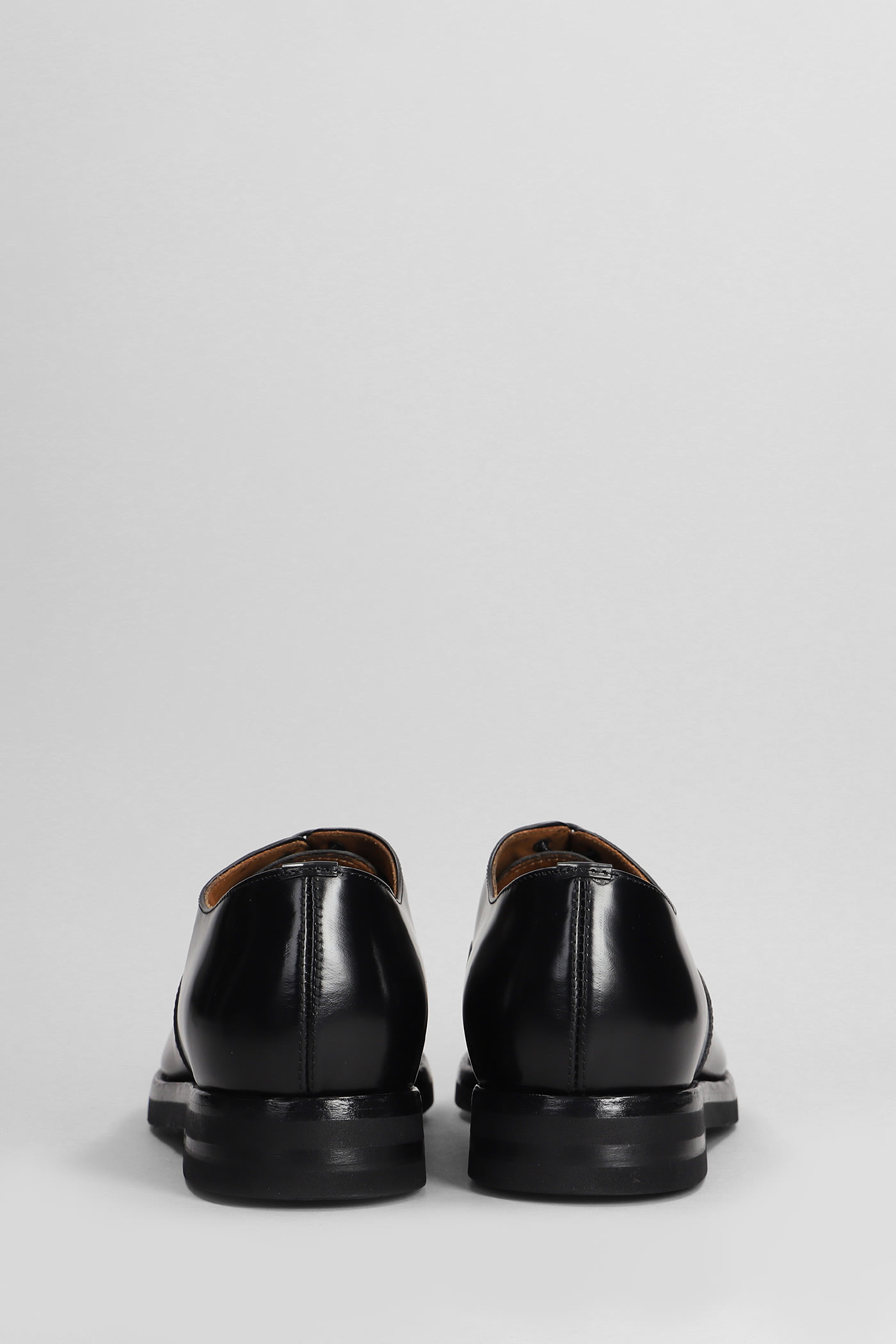 Shop Green George Lace Up Shoes In Black Leather