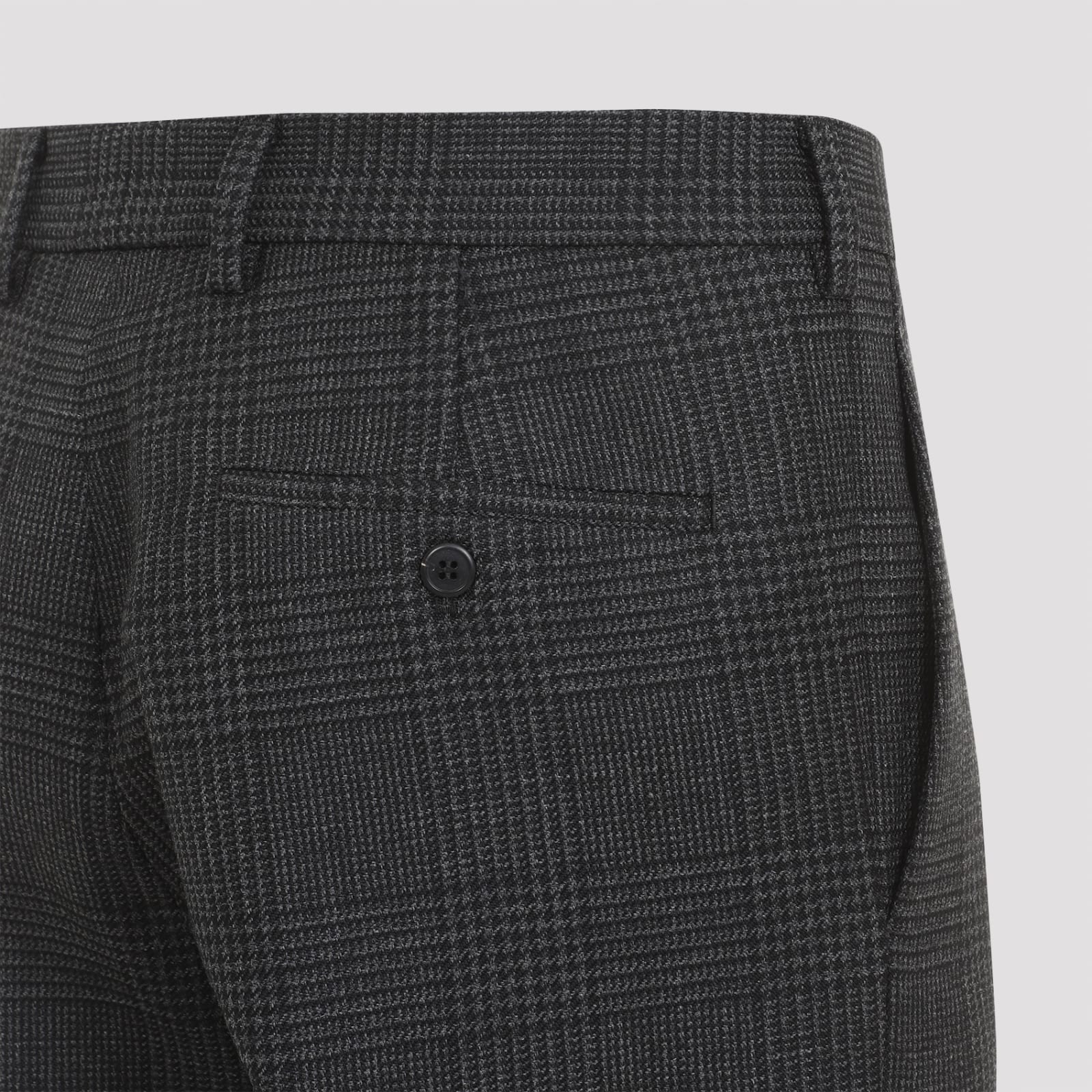 Prada Checkered Pattern Trousers Belt Loops Back Pockets In Antracite