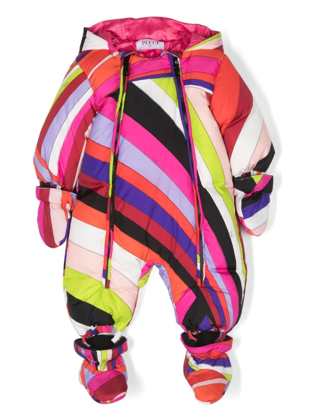 Pucci Babies' Snowsuit With Iride Print In Multicolore