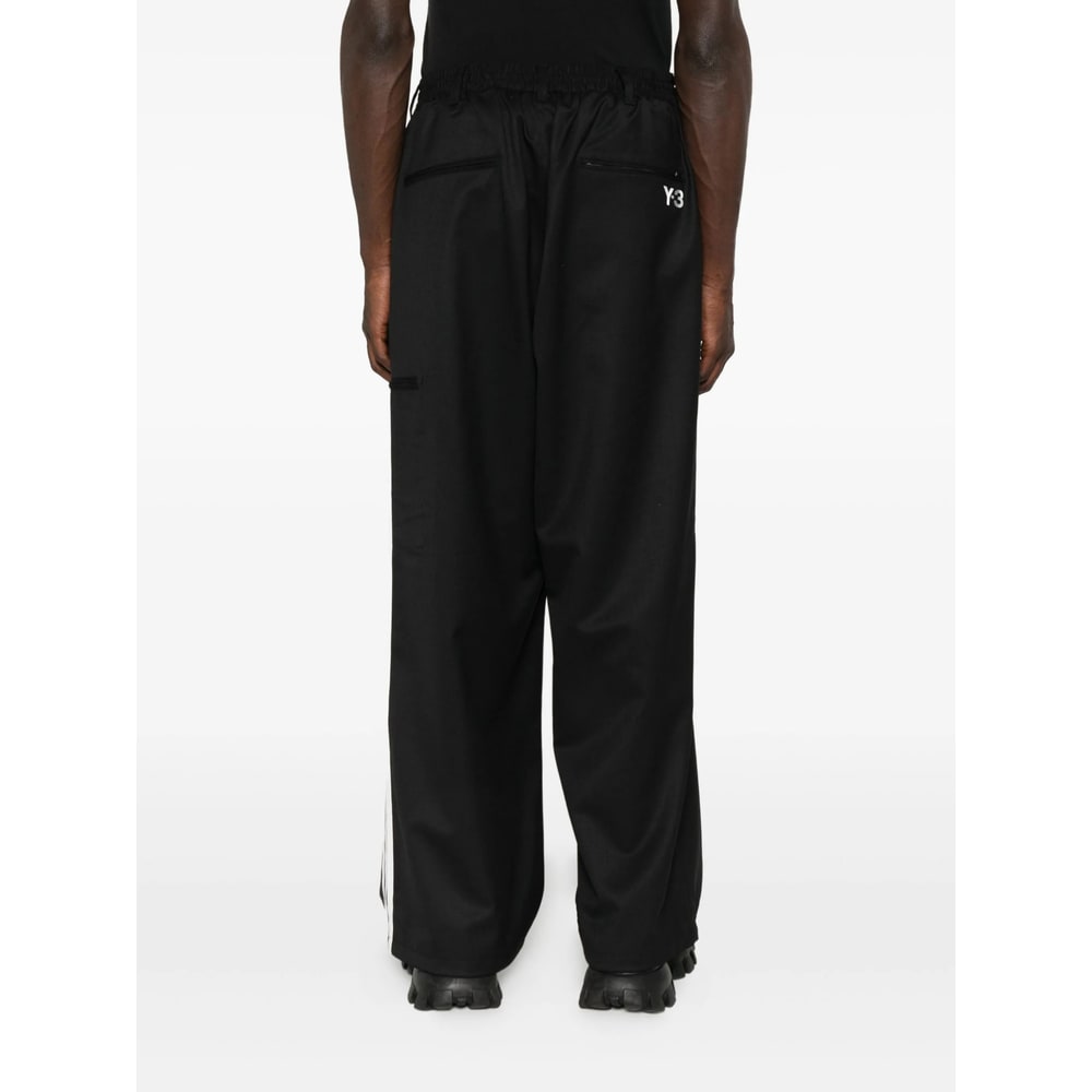Y-3 Striped-pattern Elasticised Trousers In Black
