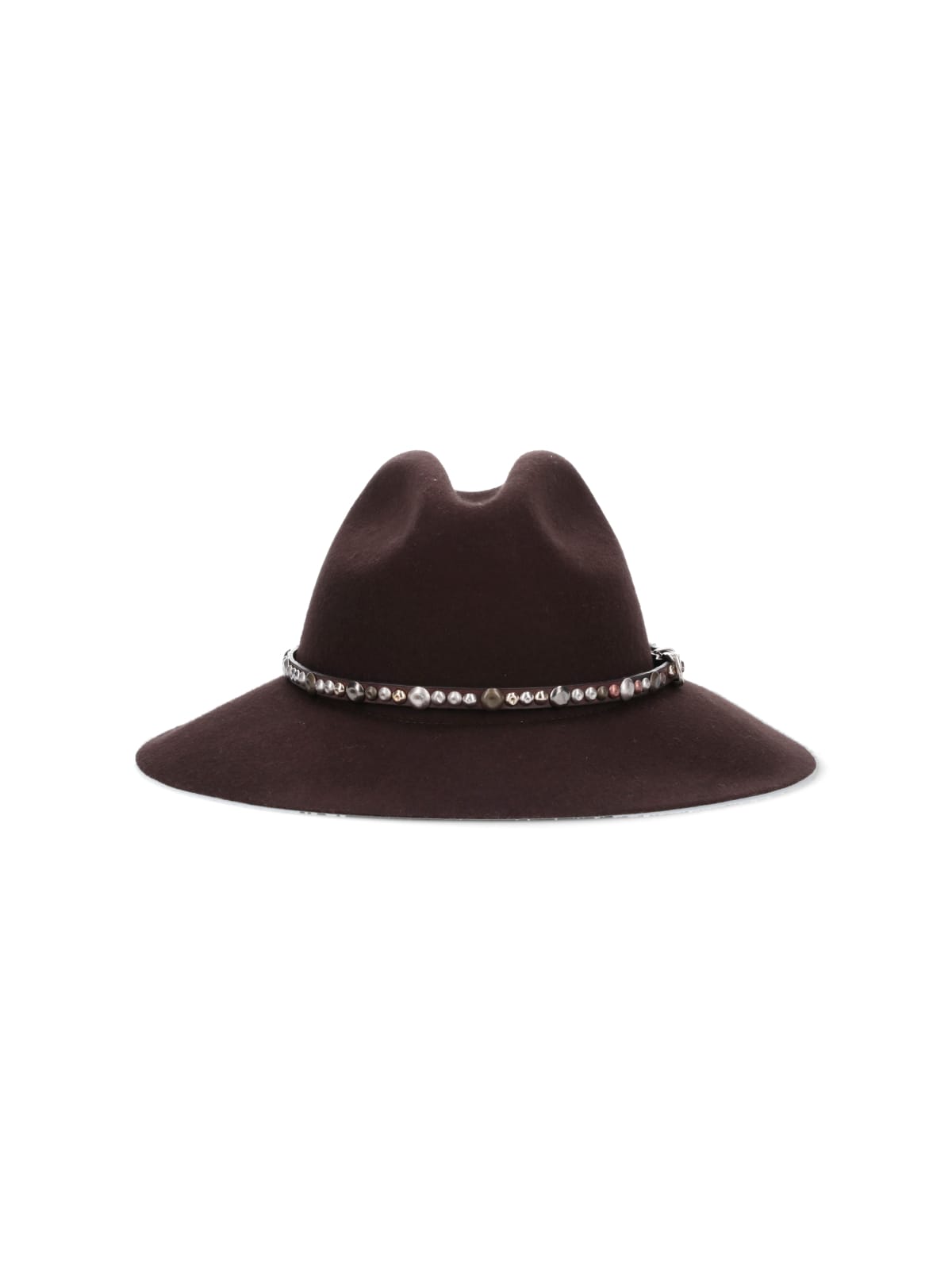 Golden Fedora Hat Felt With Studded Leather Belt