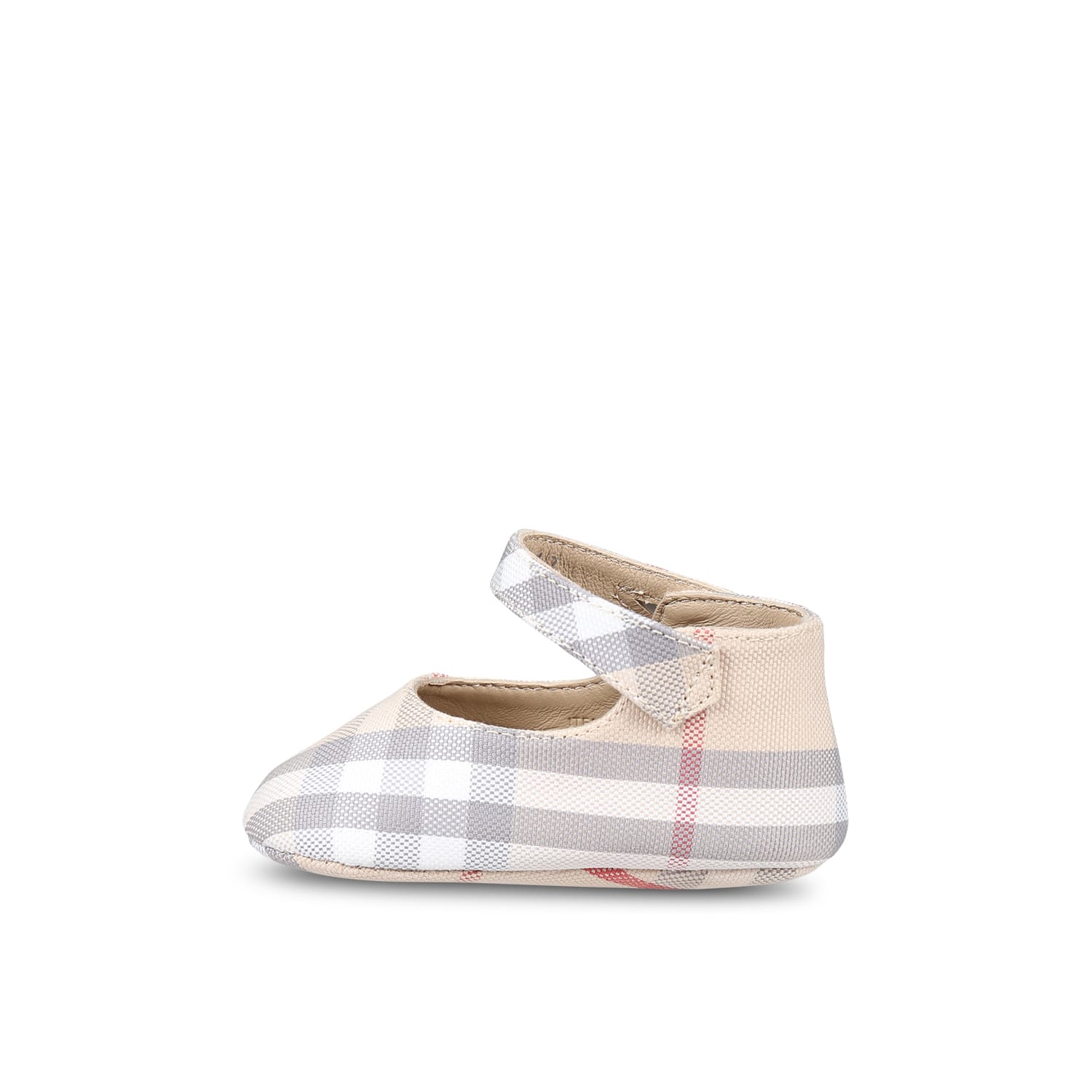 Shop Burberry Beige Mary Jane Ballet Flats For Baby Girl Vintage Check In Pale Stone