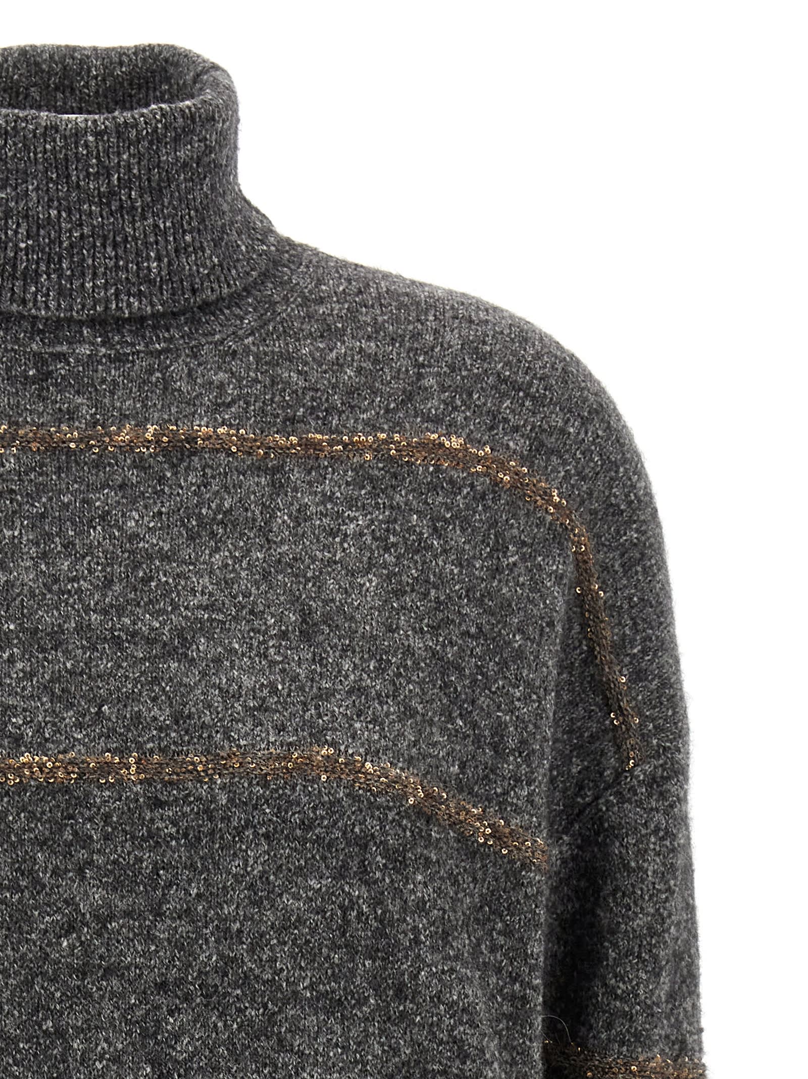 Shop Brunello Cucinelli Sequin Sweater In Gray