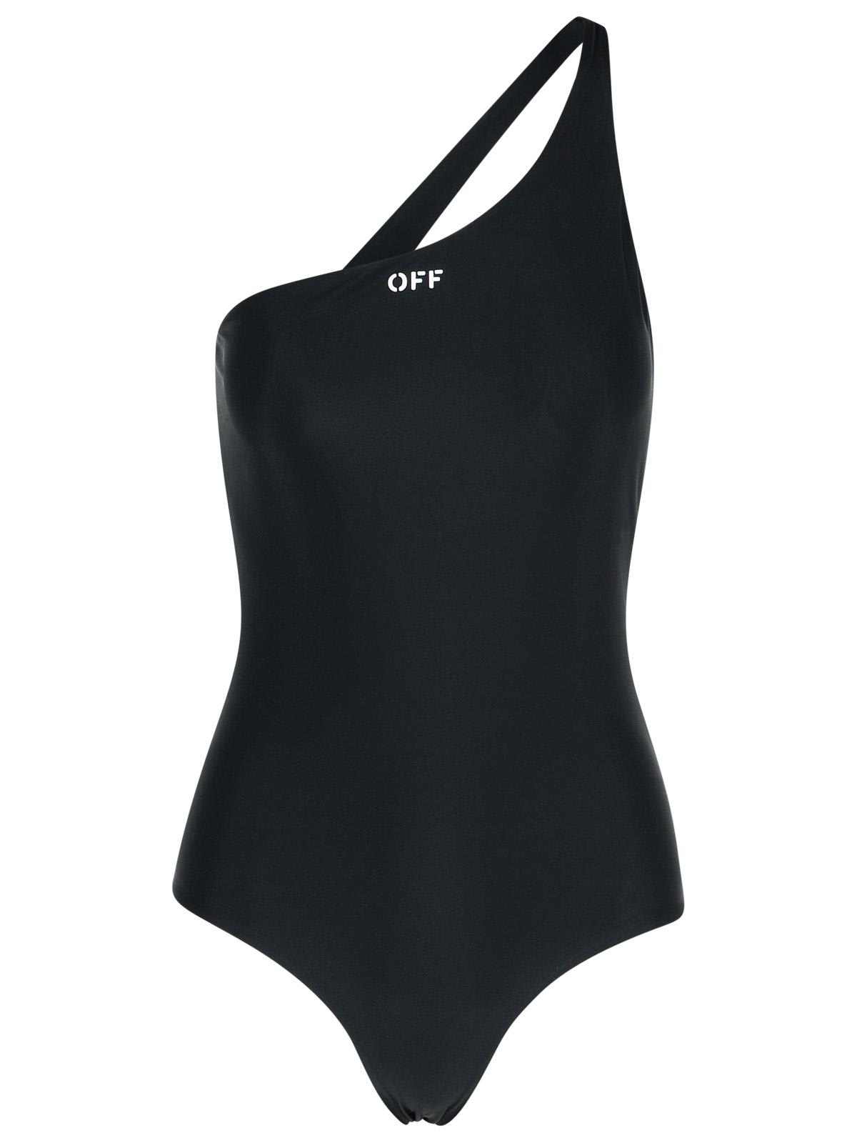 One-shoulder Swimsuit In Black Polyamide Blend