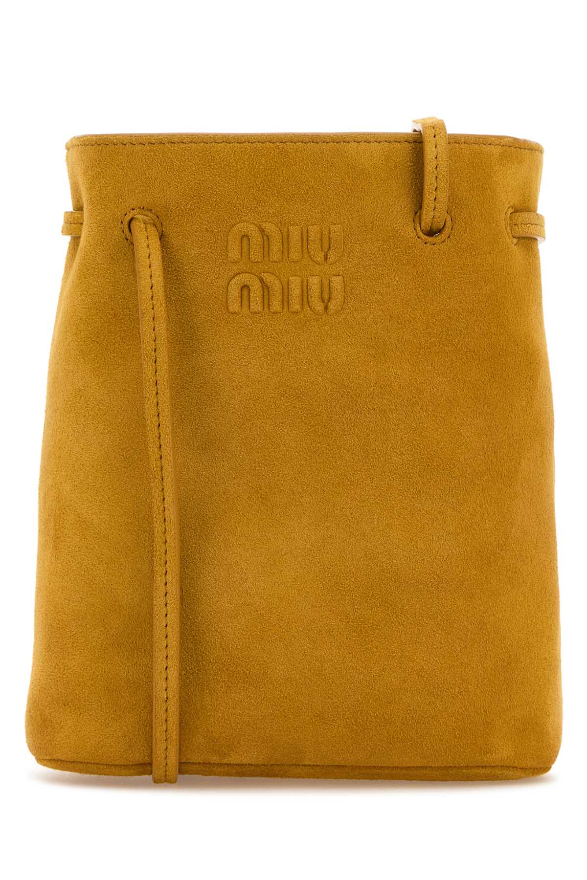 Miu Miu Mustard Suede Crossbody Bag