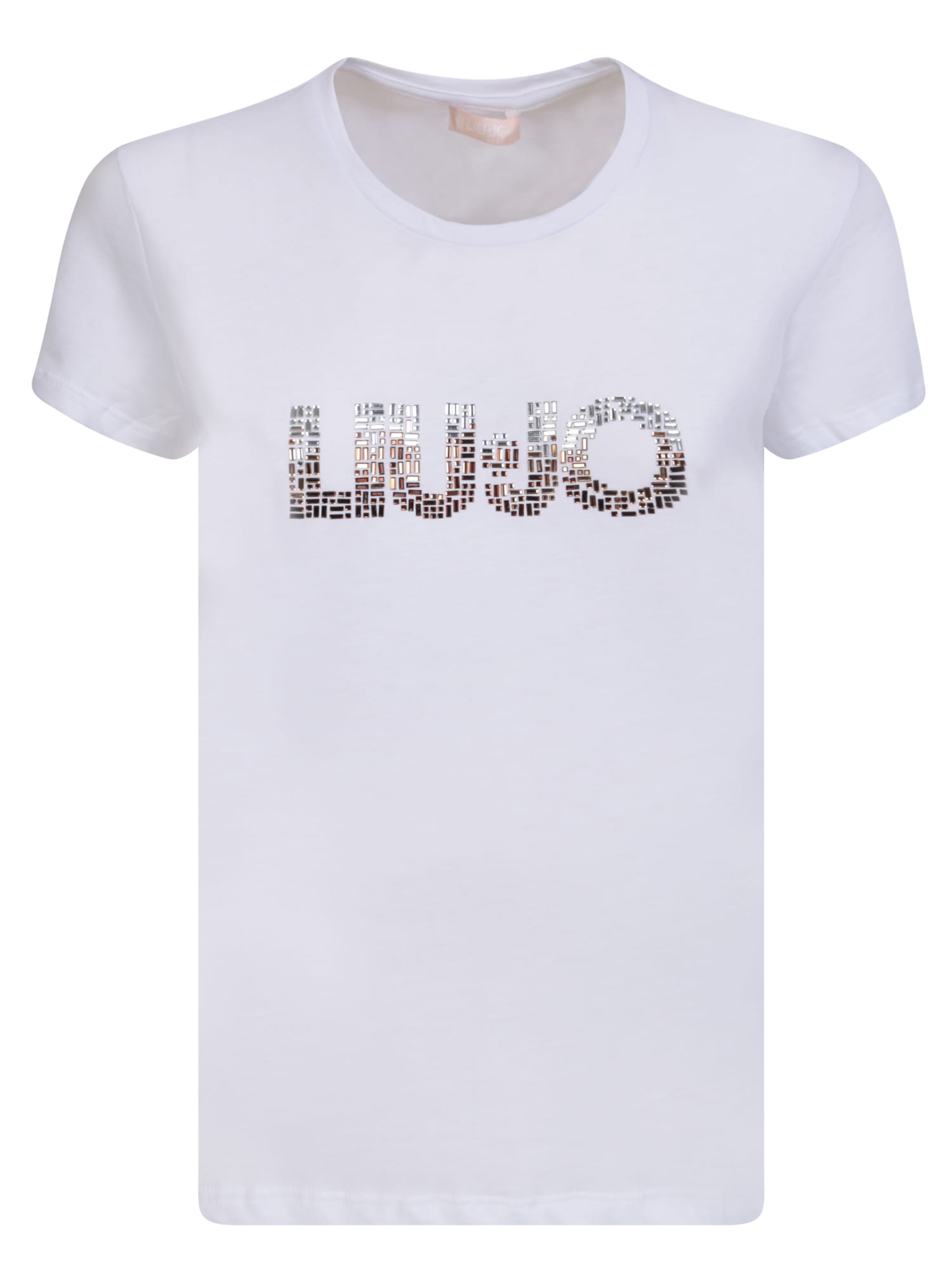Shop Liu •jo Rhinestone Details White T-shirt By Liu Jo