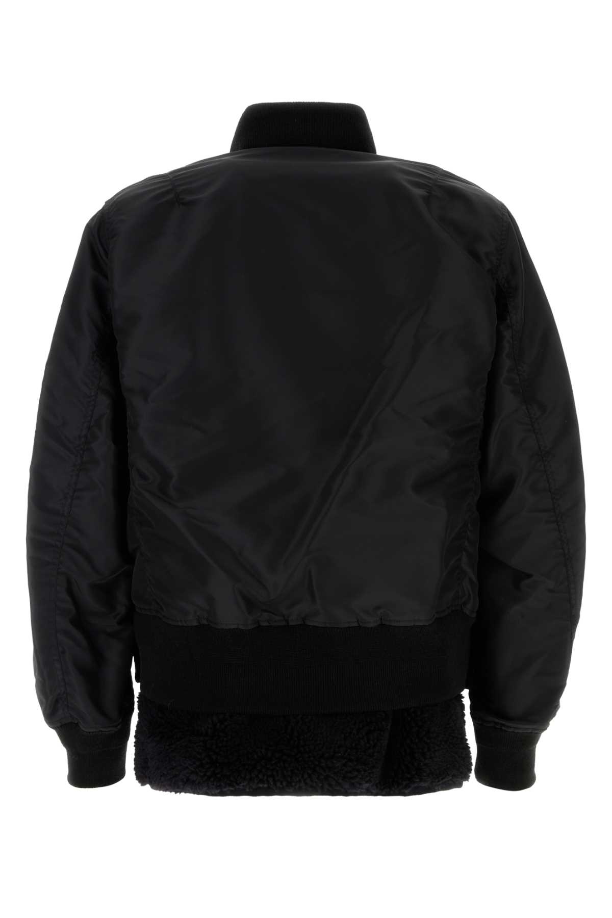 Shop Sacai Black Nylon Bombe Jacket