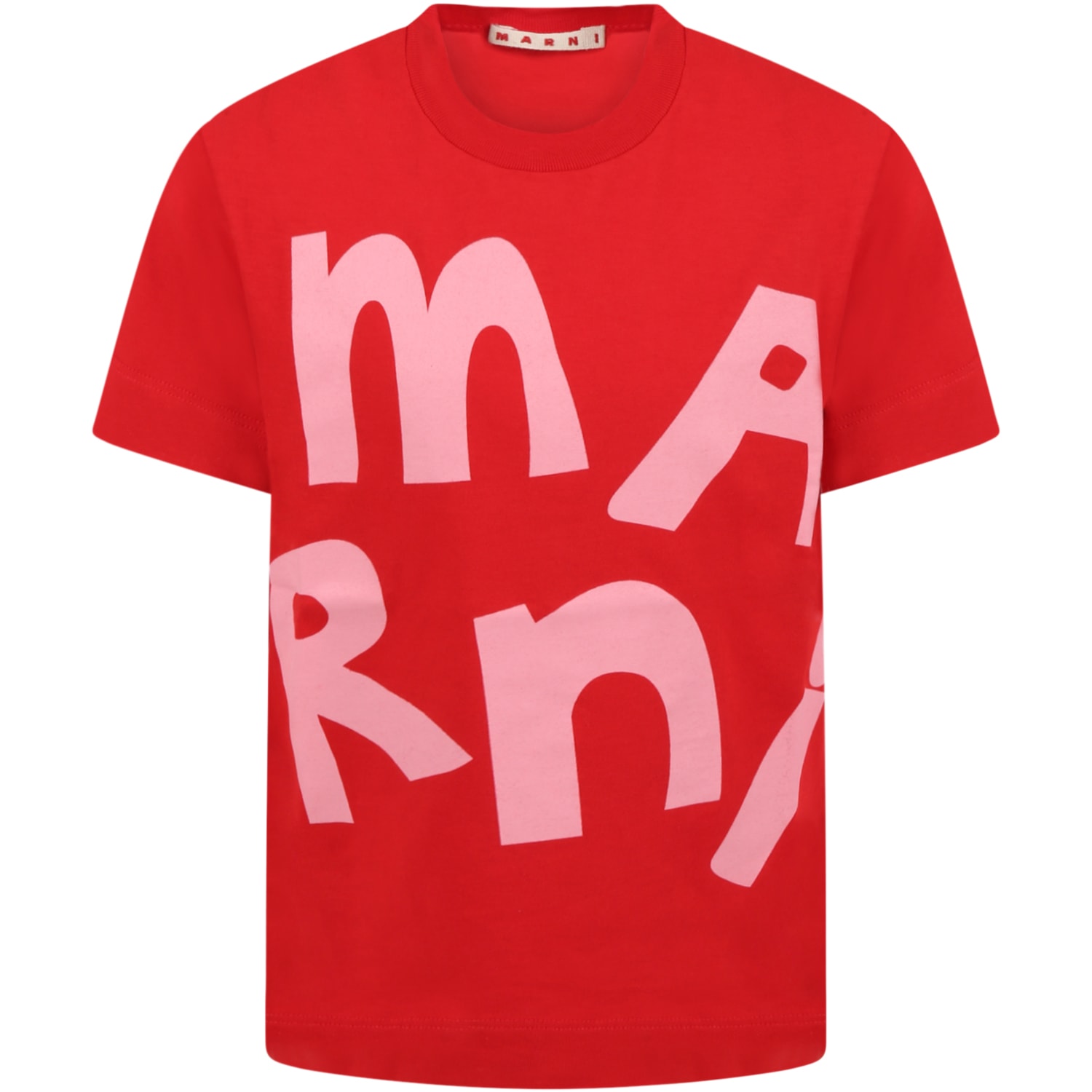 Marni Red T-shirt For Girl With Logo