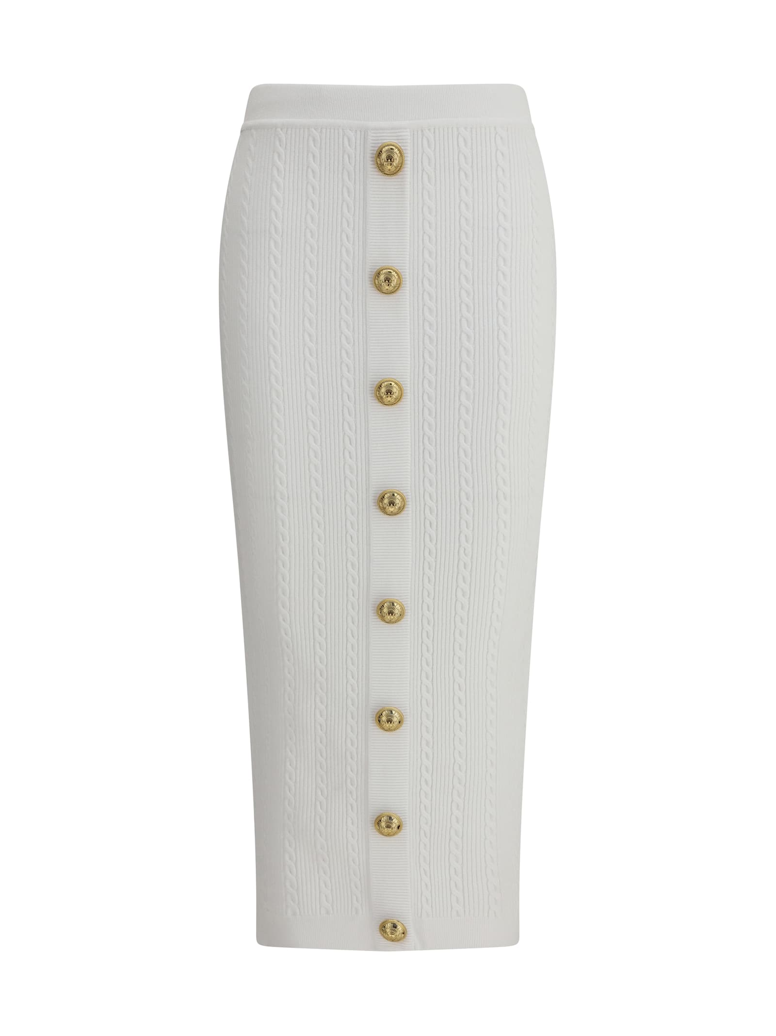 Balmain Women Knit Midi Skirt In White