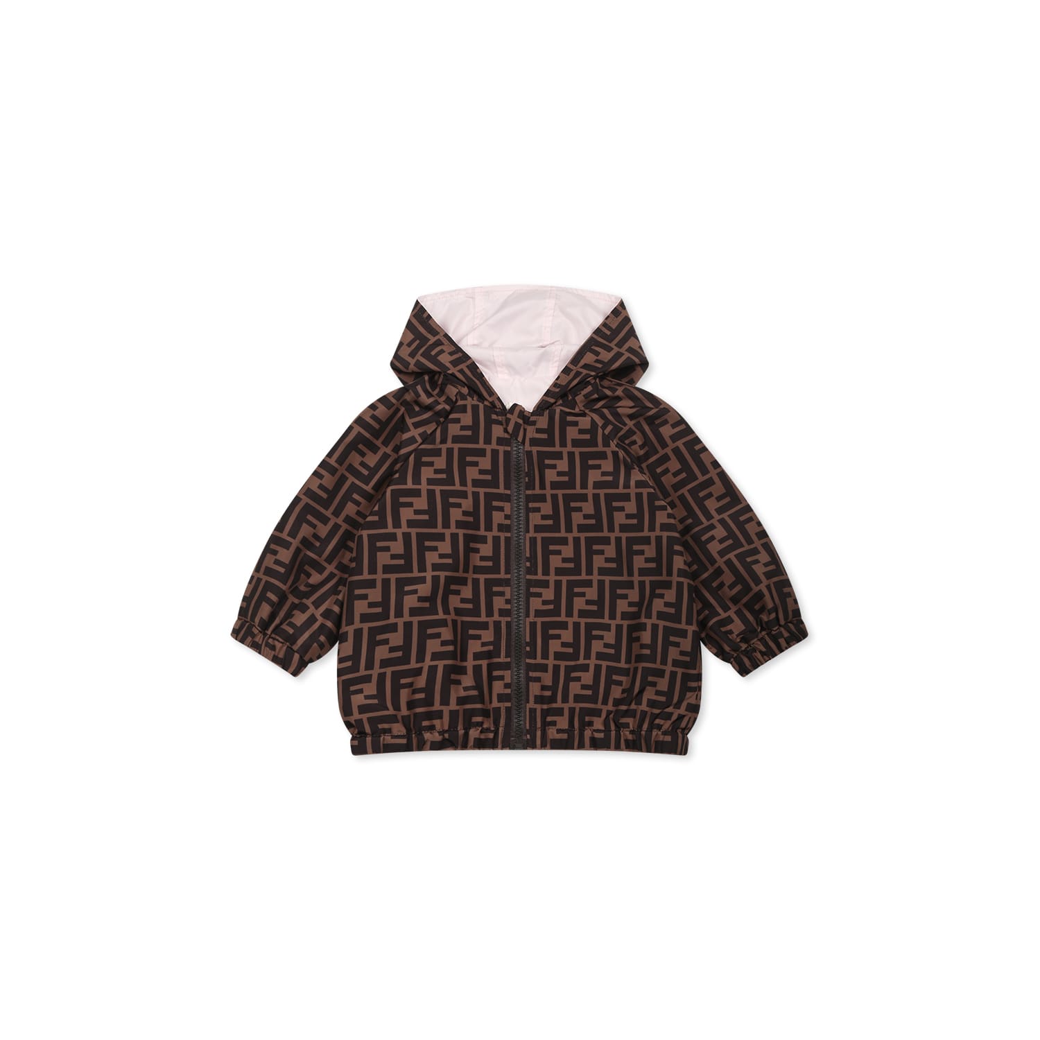 Fendi Pink Windbreaker Jacket For Baby Girl With Ff In Pink