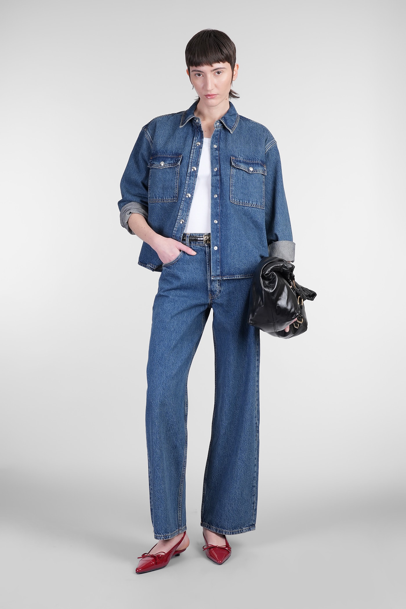 Shop Anine Bing Paxton Shirt In Blue Cotton