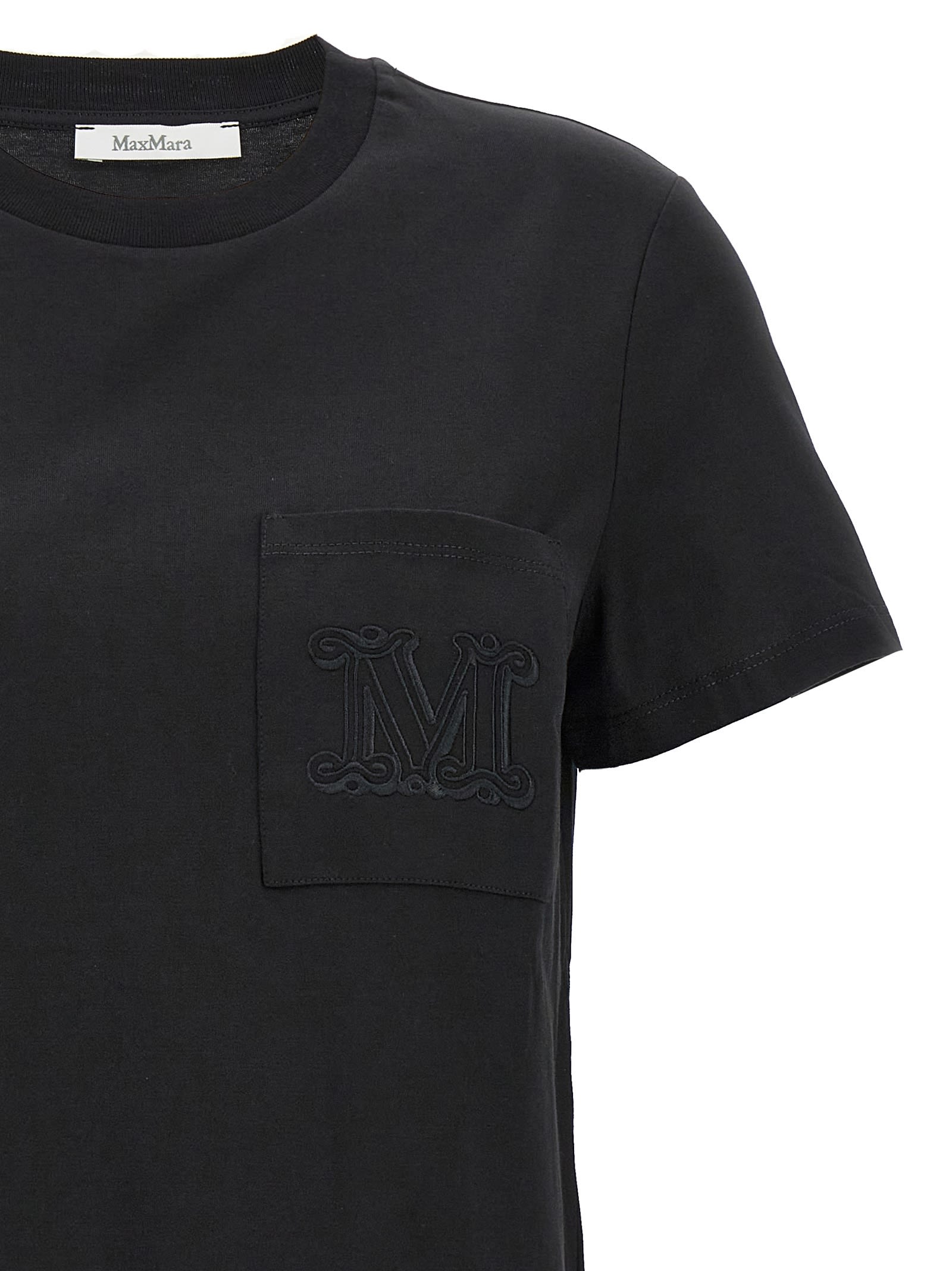 Max Mara Papaia Logo Cotton T-shirt In Black