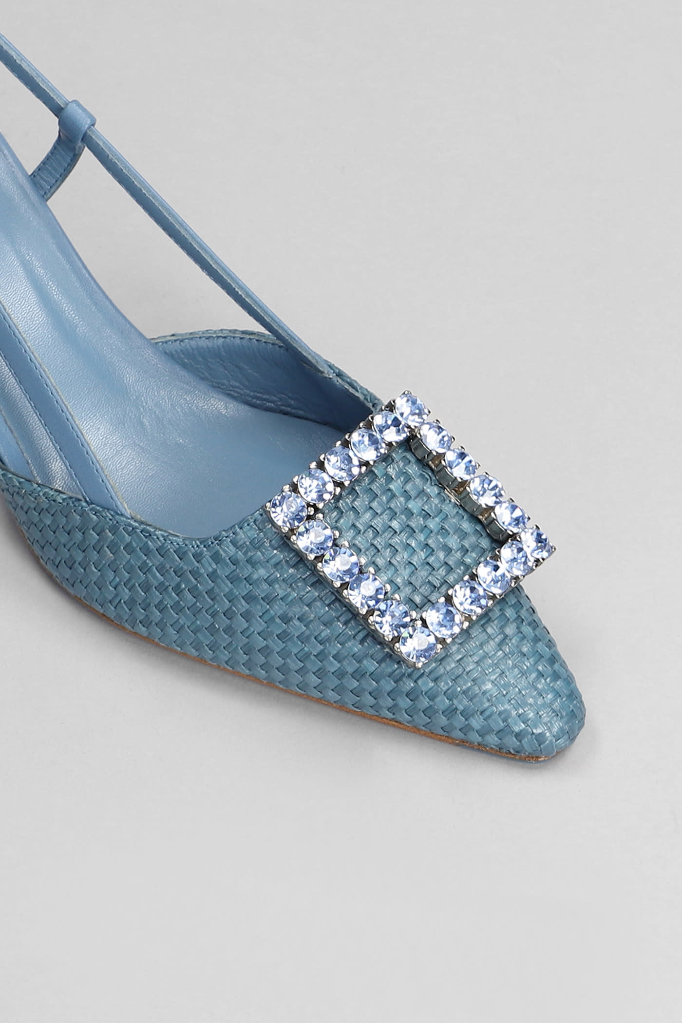 Shop Roberto Festa Stefi Pumps In Blue Leather And Fabric