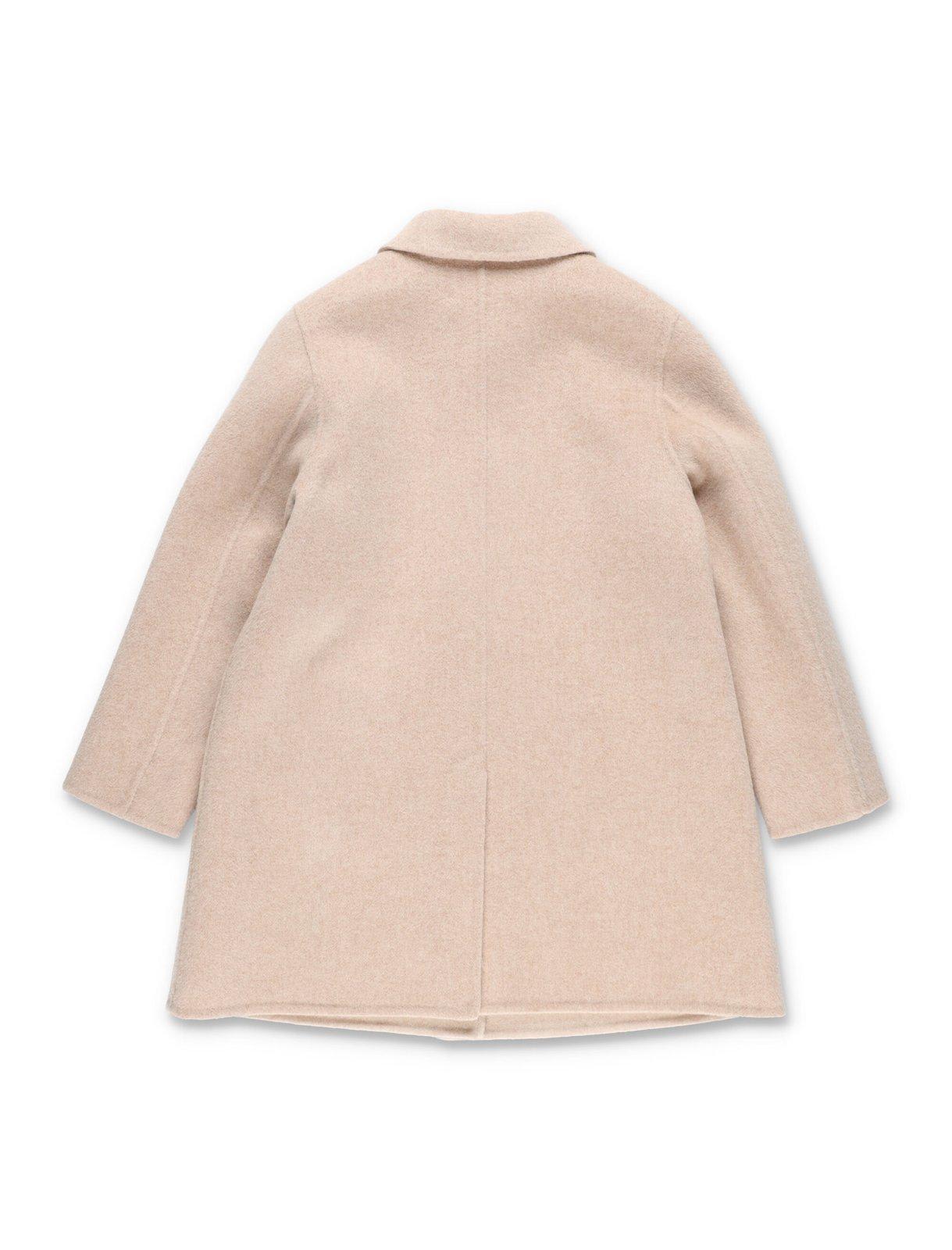 Shop Bonpoint Gracie Singlebreasted Long Sleeved Coat In Beige