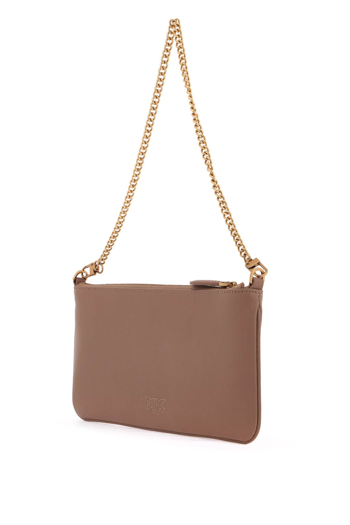 Pinko Horizontal Flat Clutch In Biscotto Zenzero-antique Gold (beige)