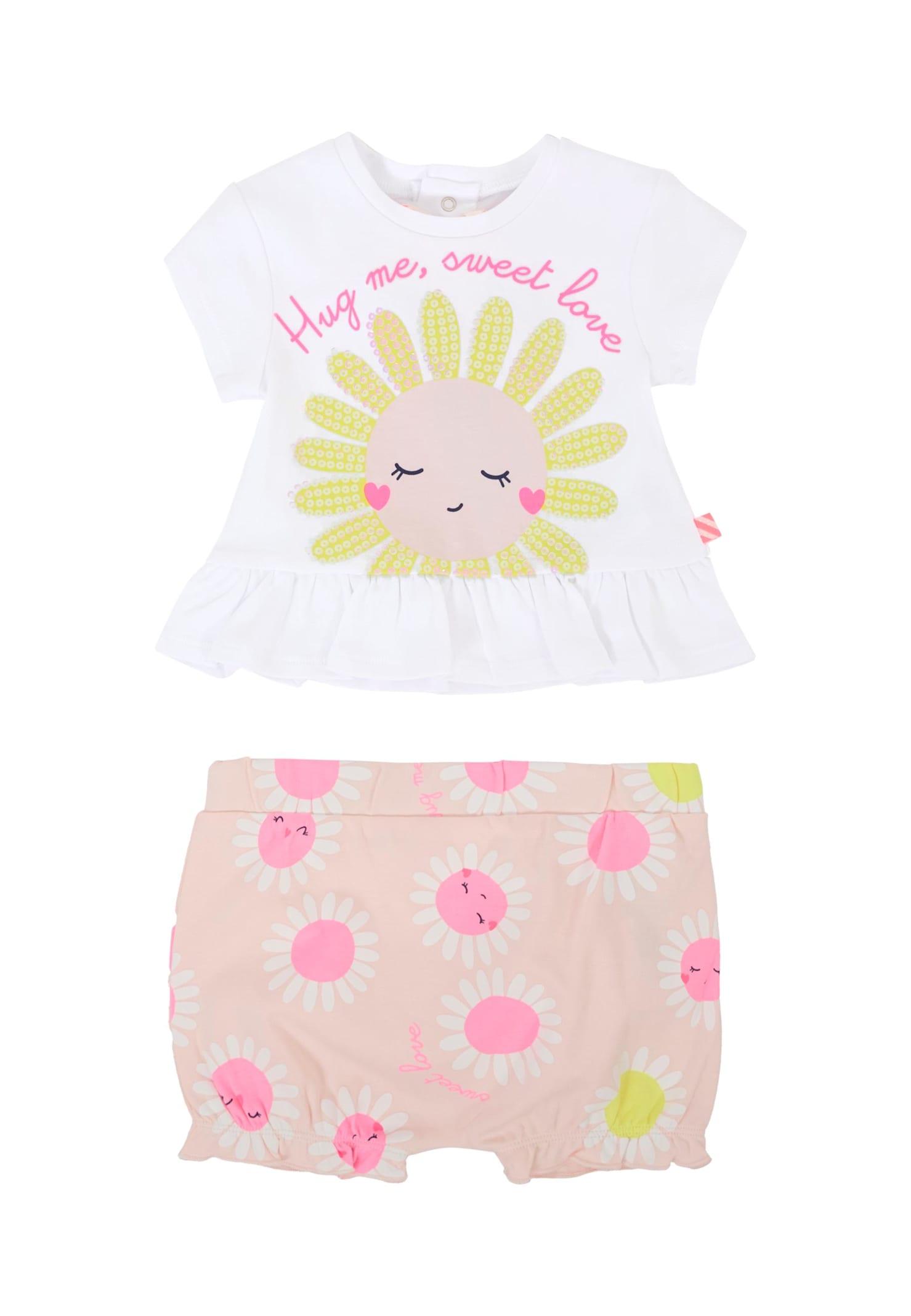 Billieblush White Suit For Baby Girl With Daisy In White