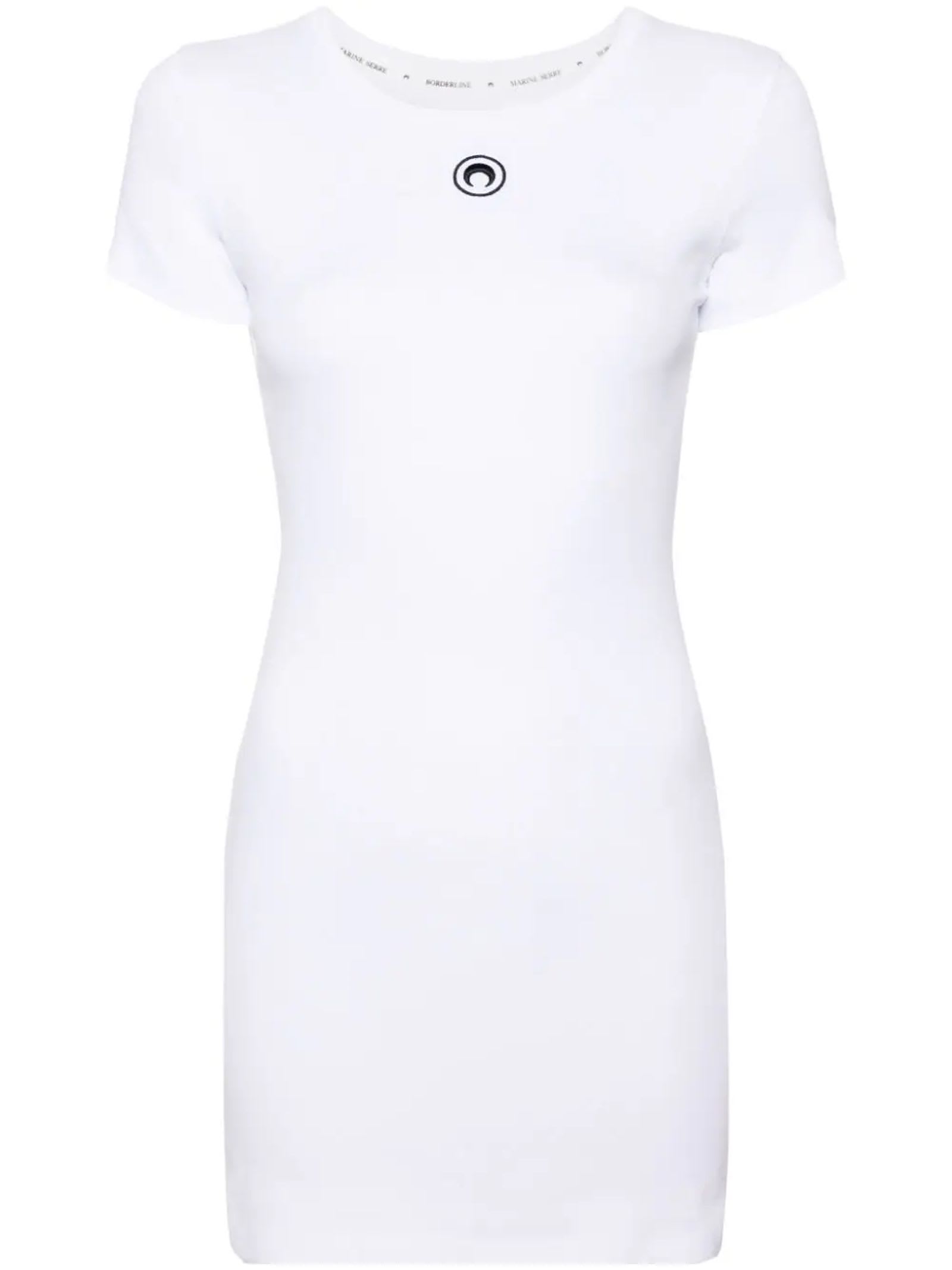 Shop Marine Serre Organic Cotton Rib T-shirt Dress In White
