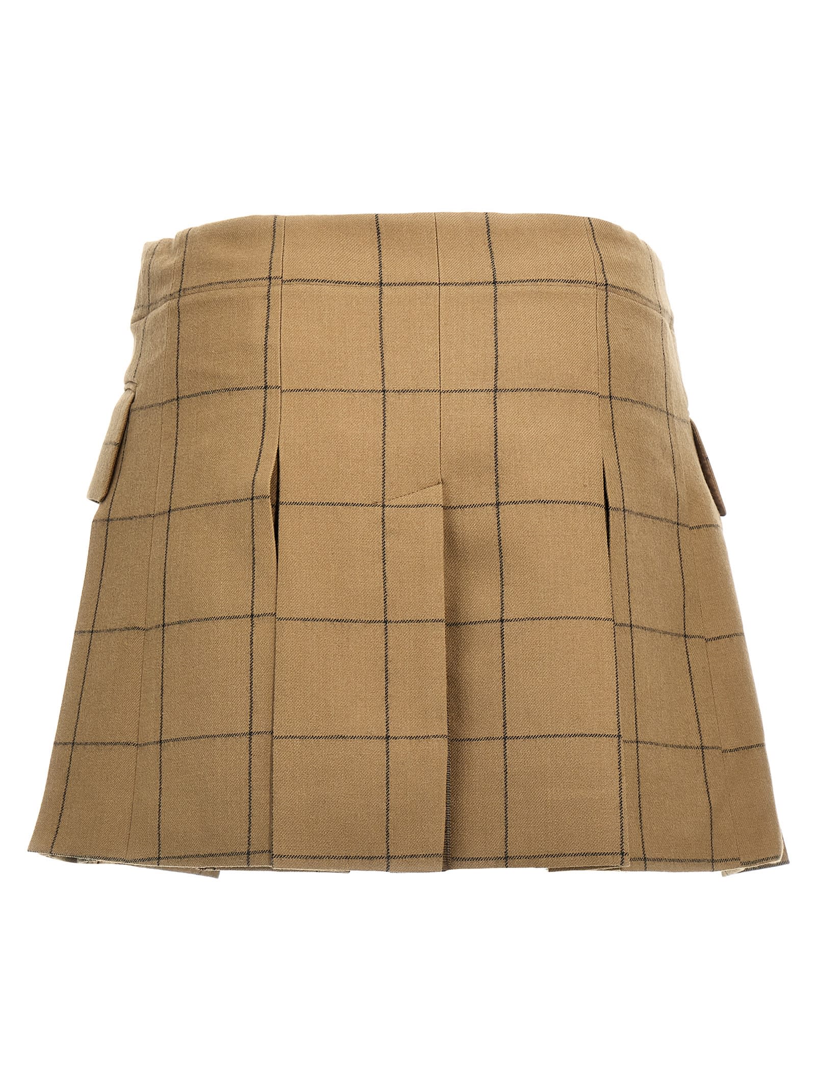 Shop Sacai Windowpane Skort In Beige