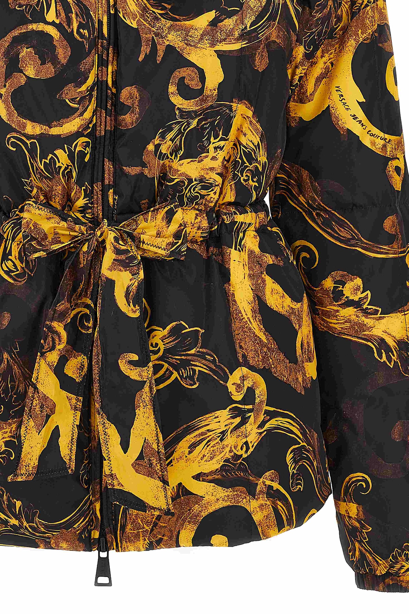 Versace Jeans Couture Barocco-print Down Jacket In Black