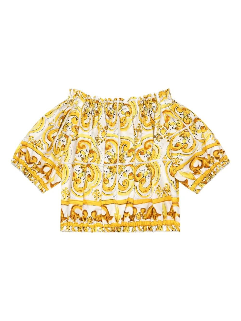 Shop Dolce & Gabbana Blouse With Print In Yellow