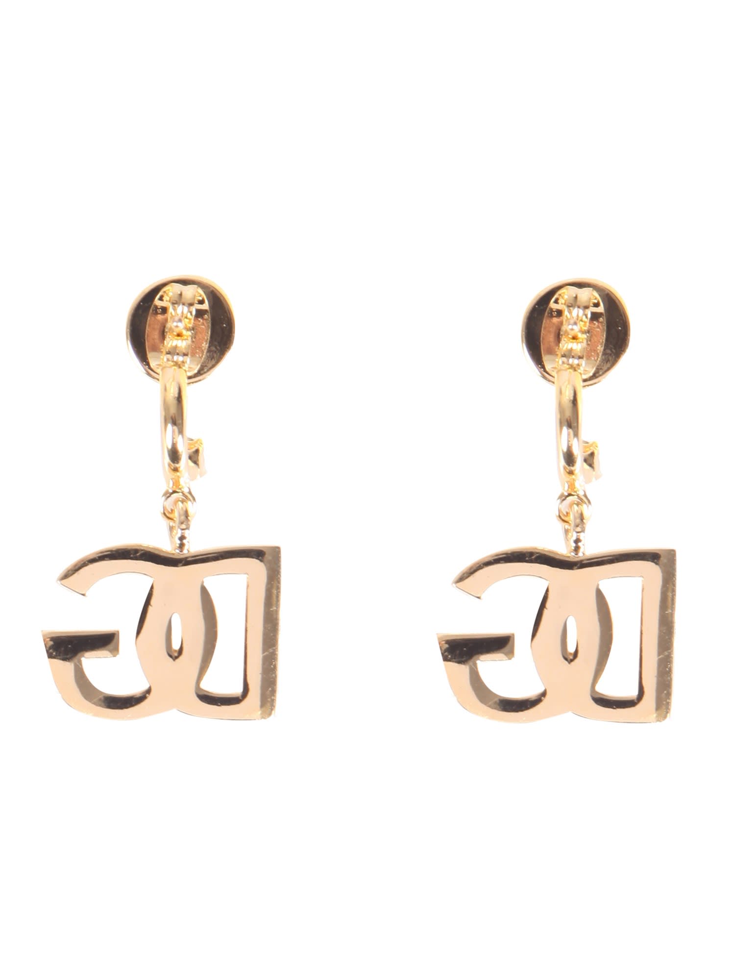 Dolce & Gabbana Dg Logo Earrings With Rhinestones In Gold