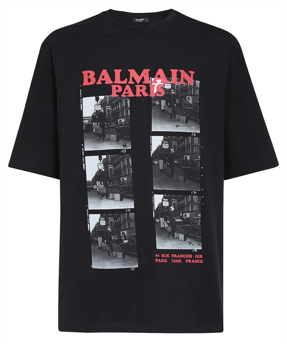 Shop Balmain Logo Cotton T-shirt In Black