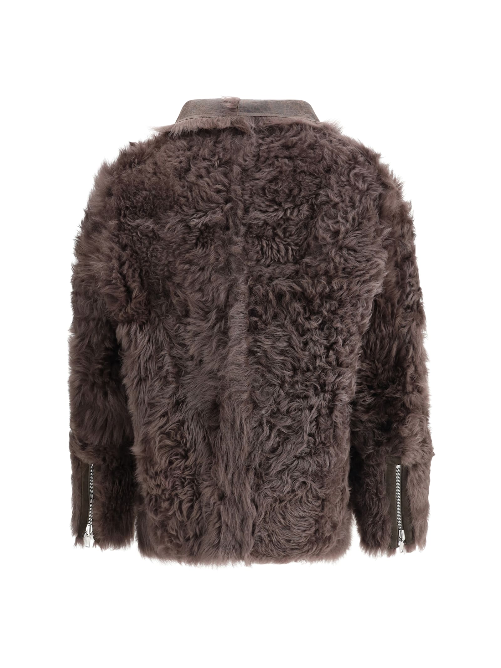 Rick Owens Brown Jacket With Reversible Design And Asymmetric Hem In Leather Woman In Gray