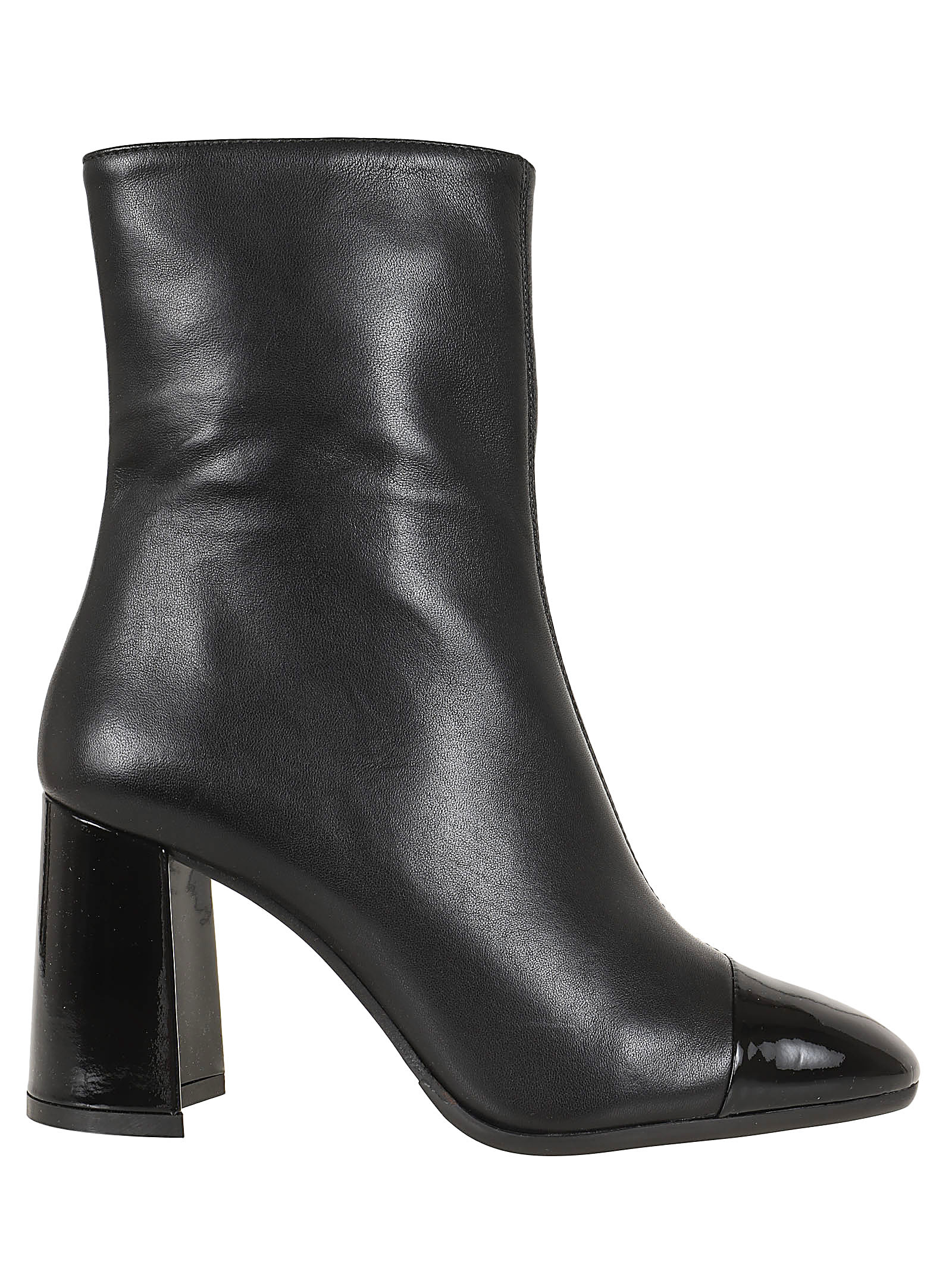 Shop Carel Black Nappa Patent Leather Ankle Boots