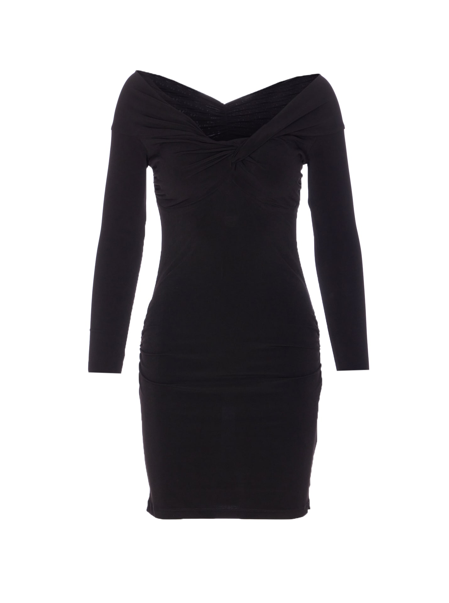 Patrizia Pepe Draped Mini Dress In Black