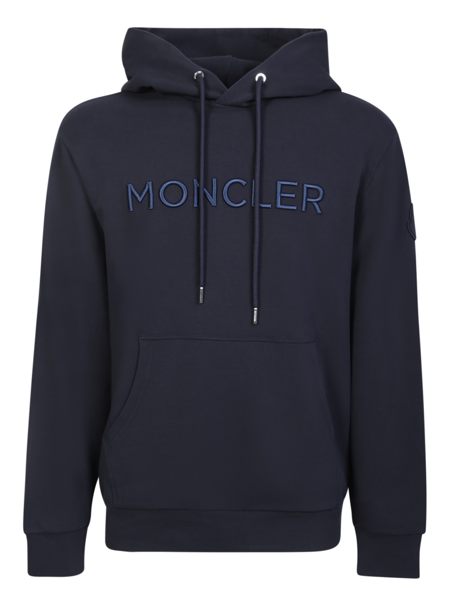 MONCLER EMBROIDERED LOGO BLUE HOODIE