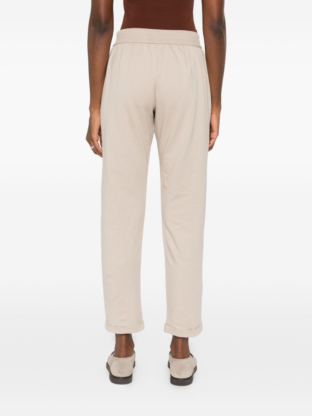 Brunello Cucinelli Cotton Joggers With Elastic Waistband And Side Pockets In Pink