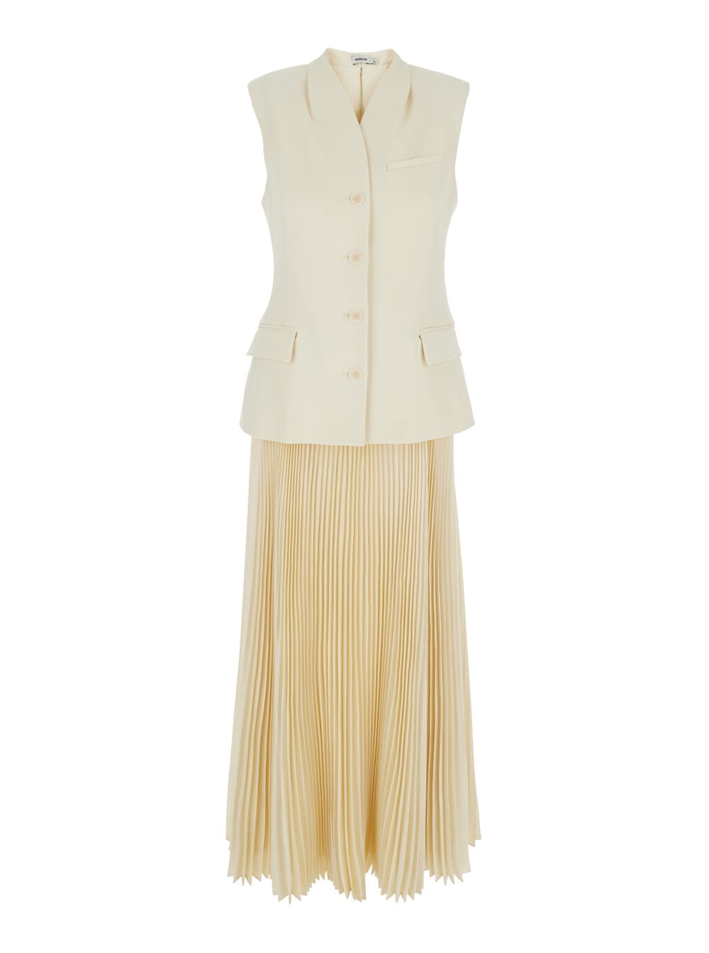 georgina White Long Dress With Sleeveless Vest In Viscose Blend Stretch Woman