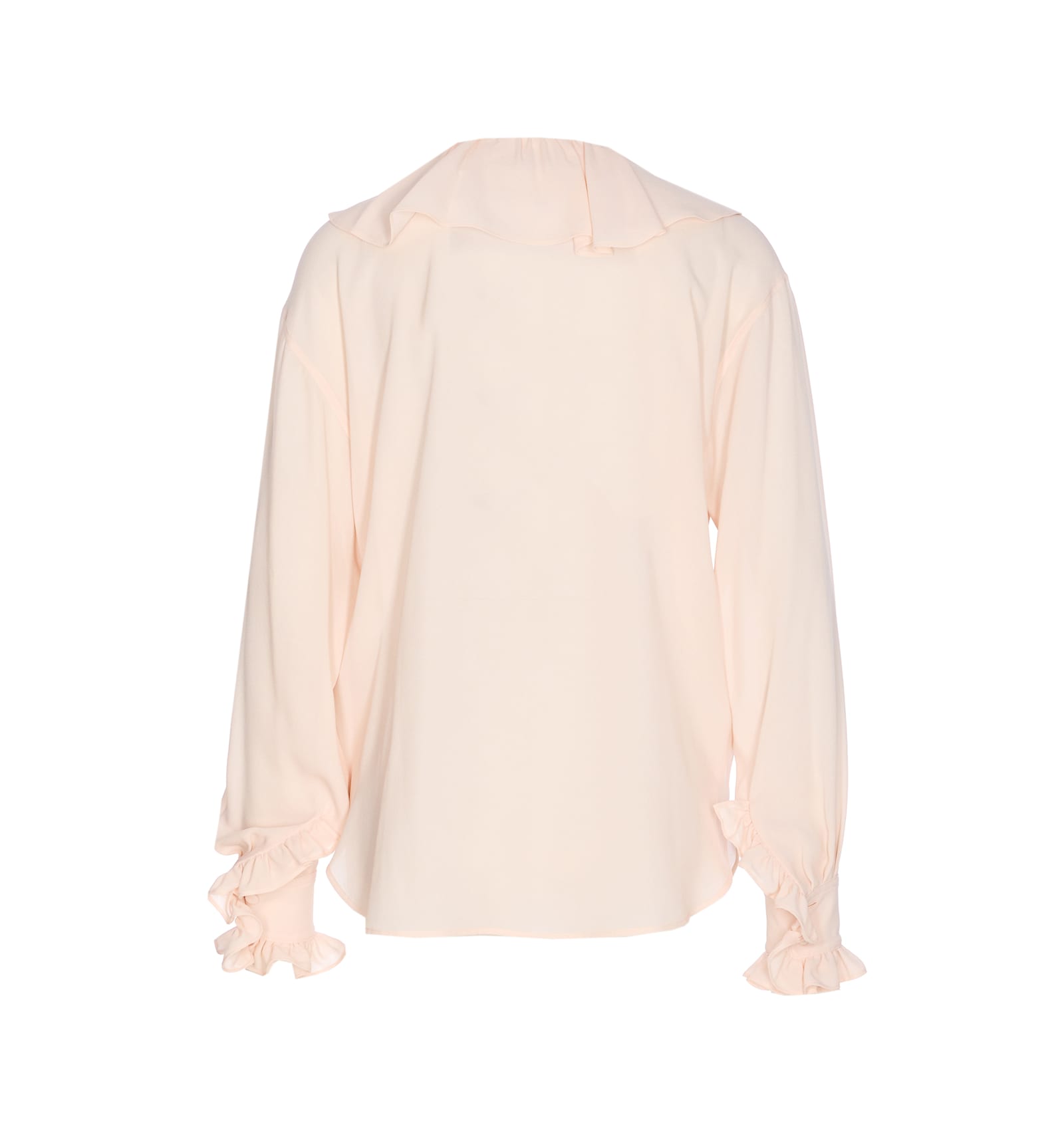Alexander Mcqueen Silk Ruffle Shirt With Flattering Silhouette In Pink
