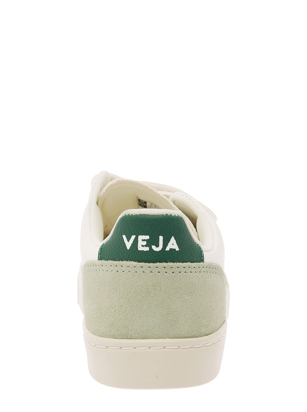 Shop Veja White And Green Low Top Sneakers With Logo Patch In Leather And Suede Boy In Multicolor