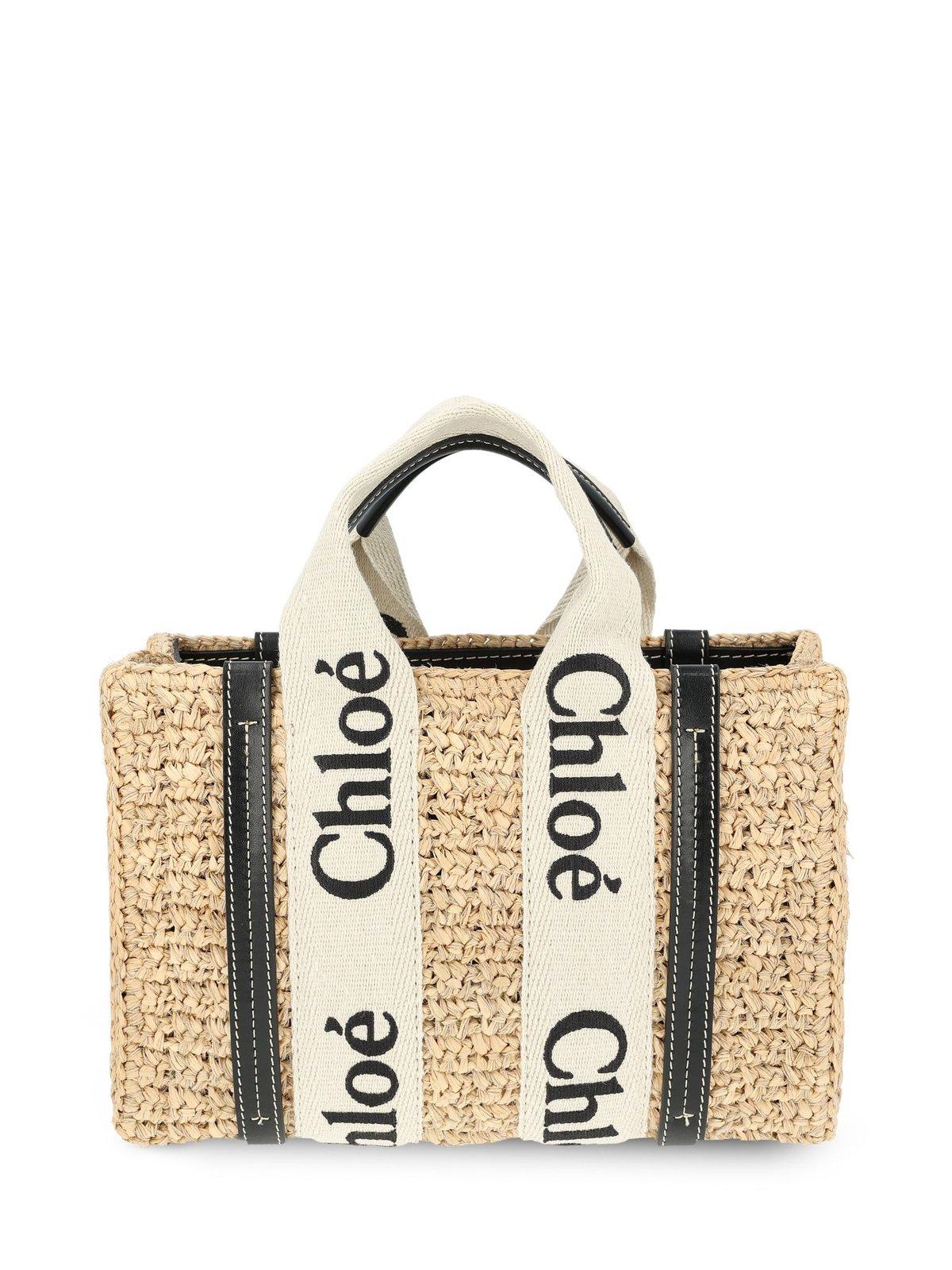 Shop Chloé Small Woody Tote Bag In Beige
