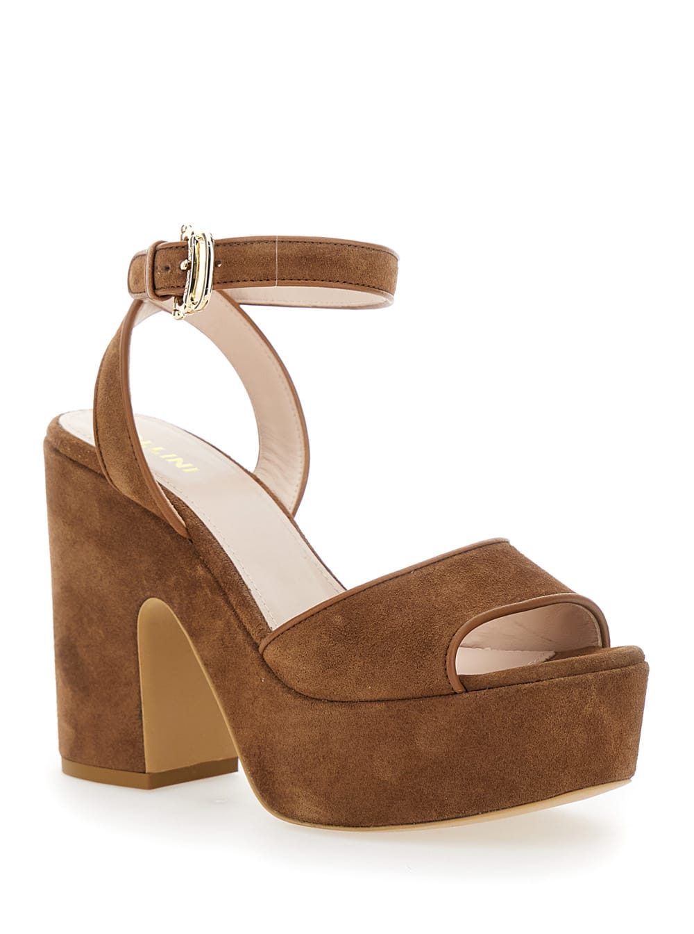 Pollini 110mm Suede Sandals In Brown