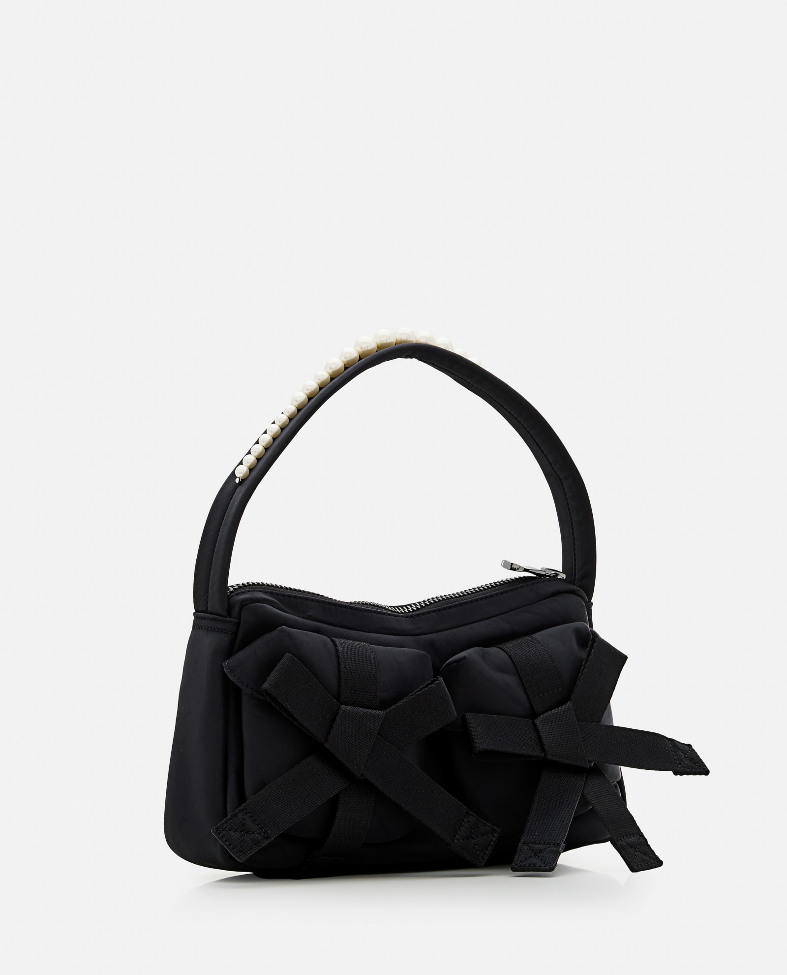 Shop Simone Rocha Utility Bow Pocket Pochette Bag W/ Emb In Black