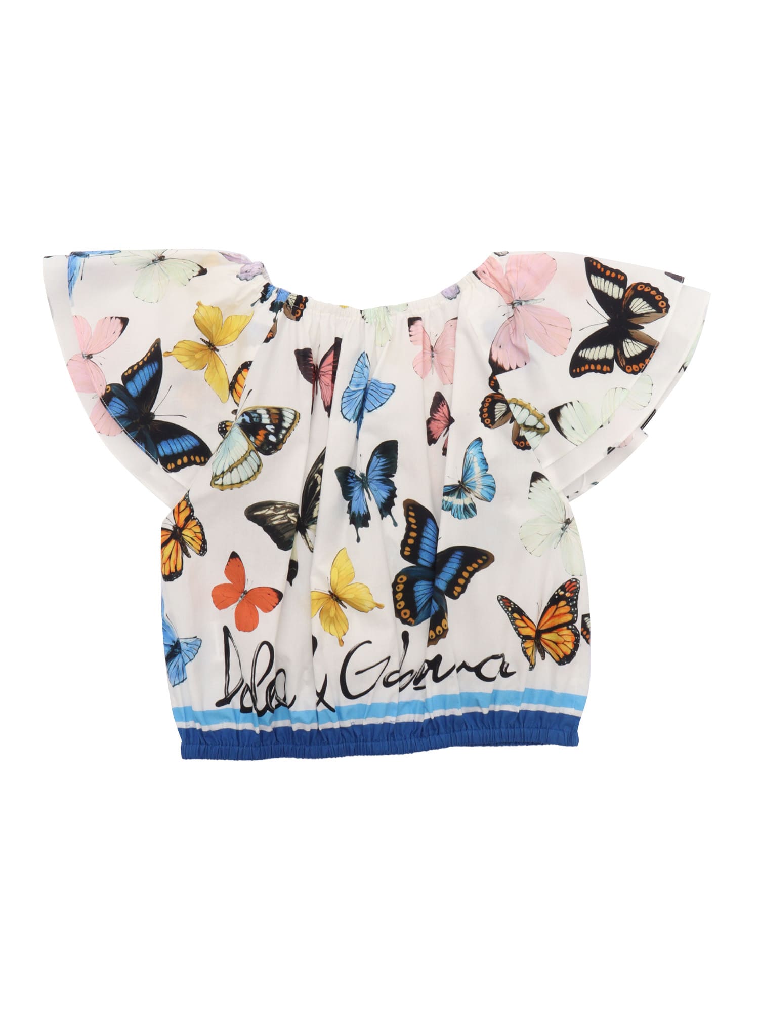 Dolce & Gabbana Bedrucktes Top Aus Baumwollpopeline In Multi