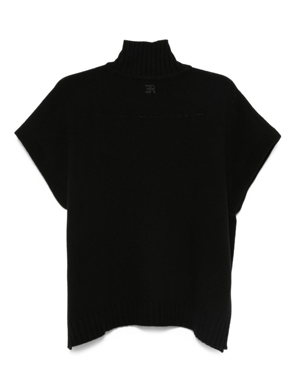 Ermanno Firenze Ribbed Turtleneck With Short Sleeves And Side Slits In Black