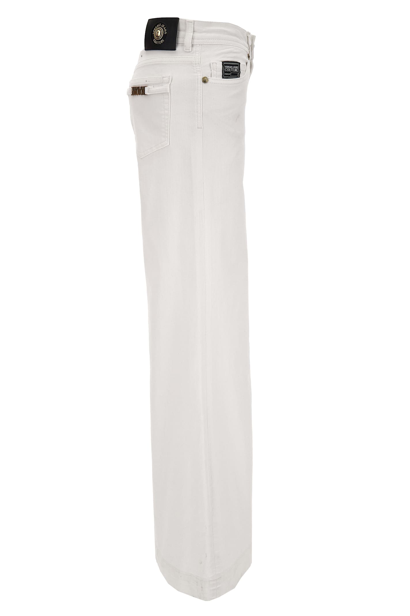 Shop Versace Jeans Couture White Straight Trousers