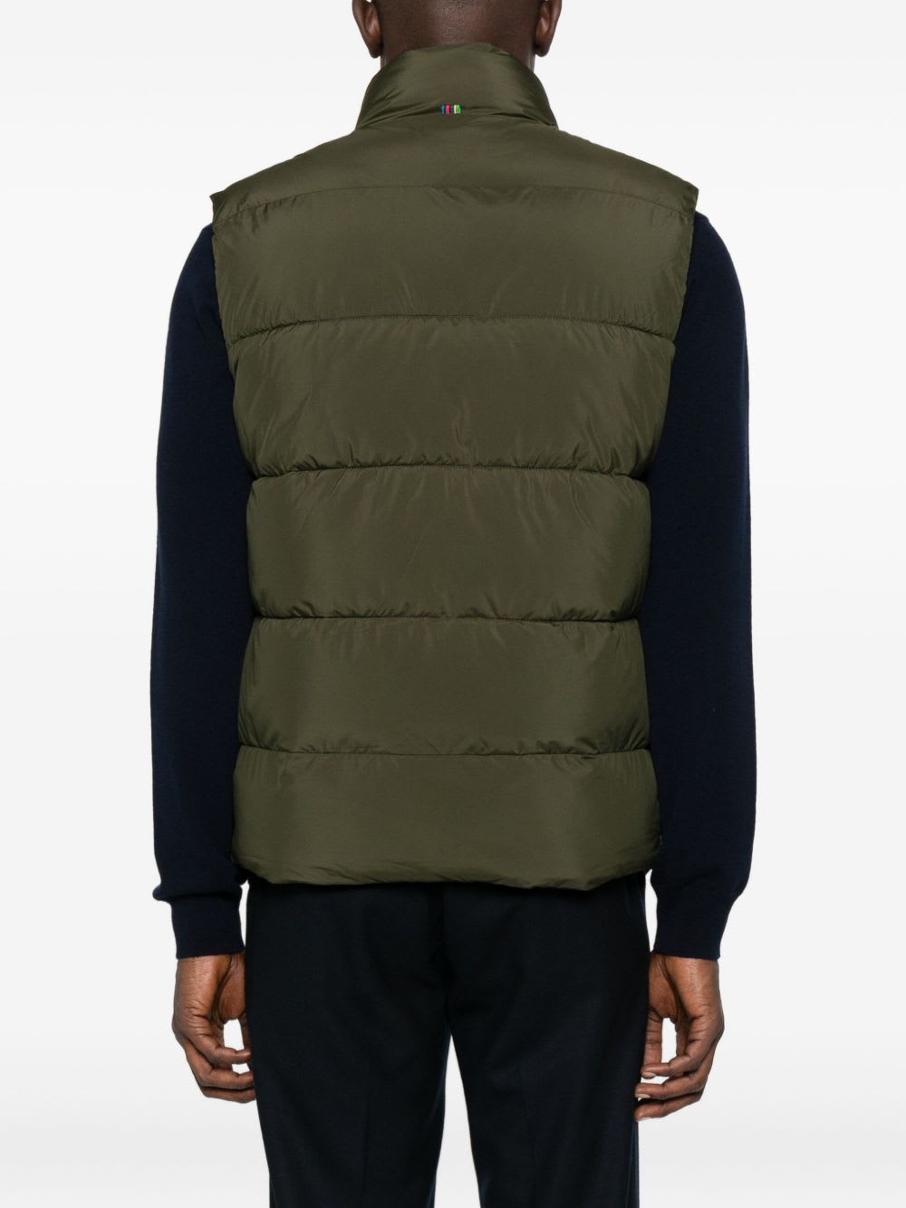 Paul Smith Sleeveless Quilted Jacket With High Collar In Green